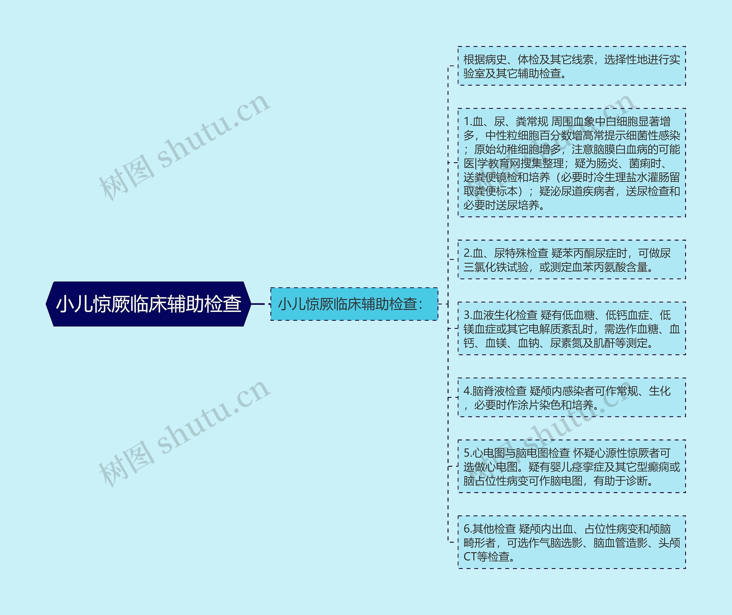 小儿惊厥临床辅助检查思维导图