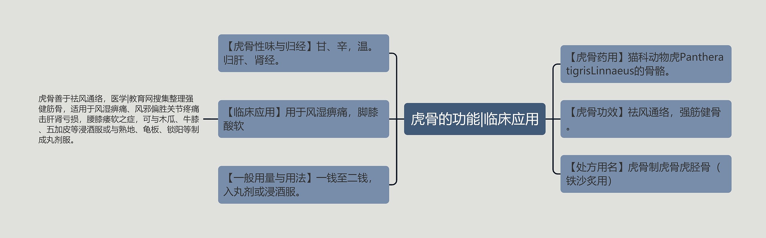 虎骨的功能|临床应用思维导图