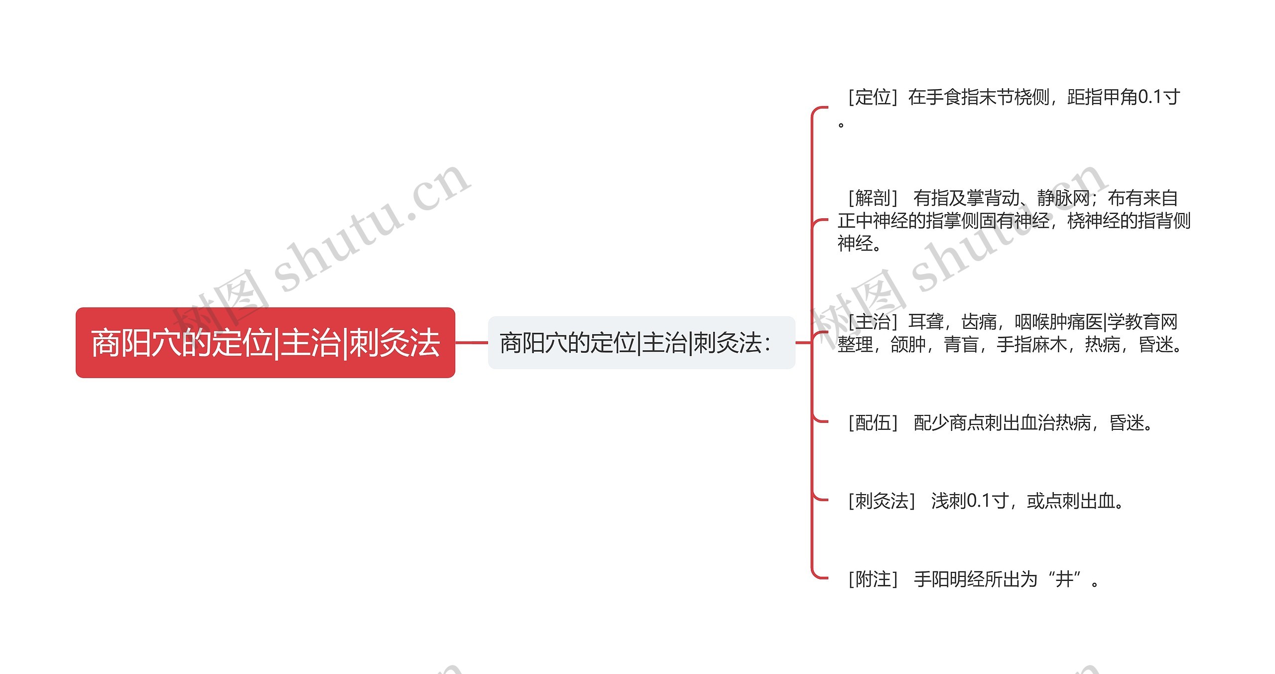 商阳穴的定位|主治|刺灸法思维导图