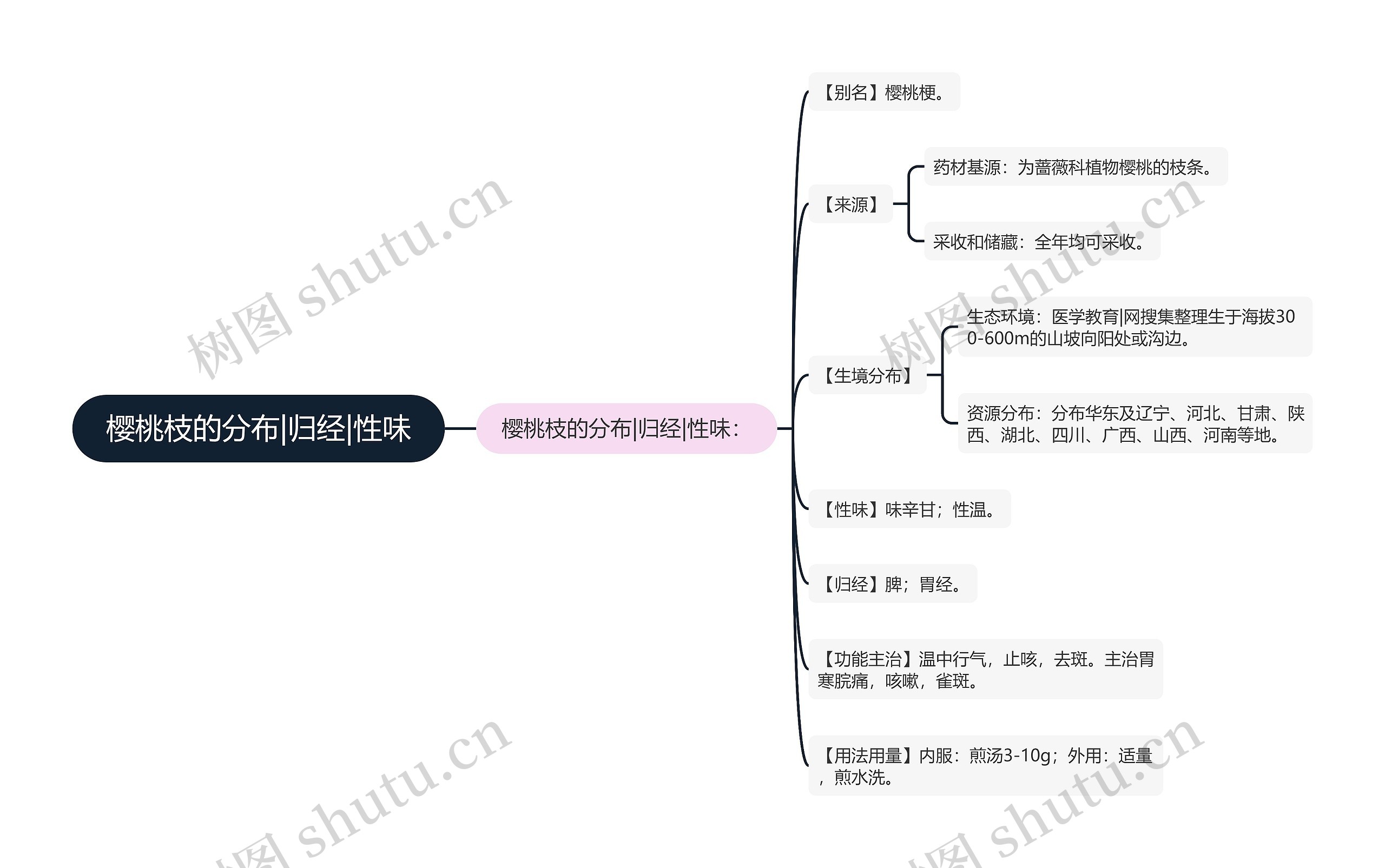 樱桃枝的分布|归经|性味