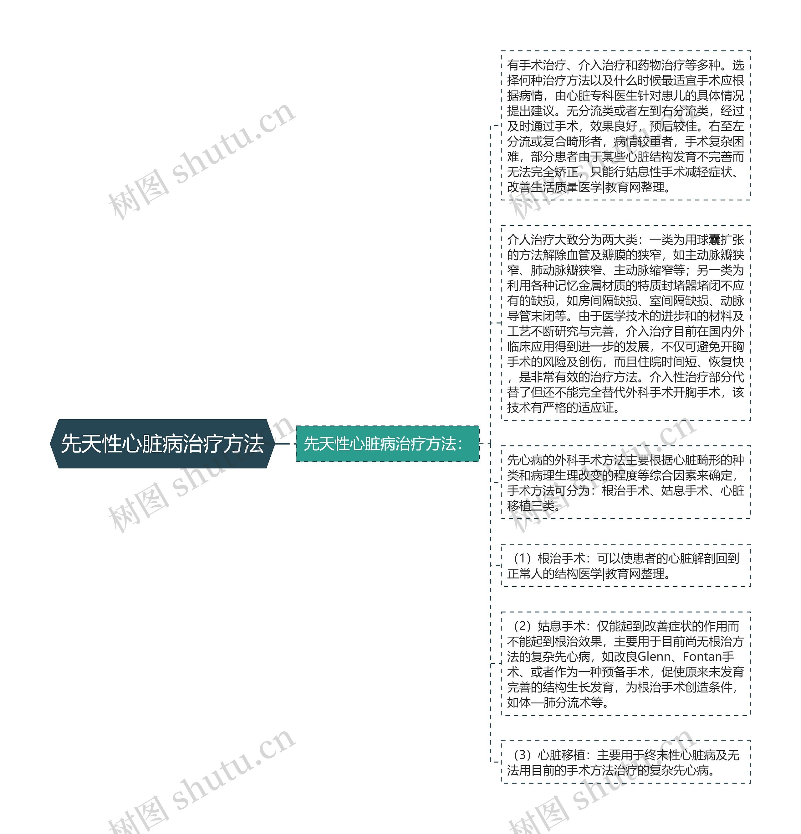 先天性心脏病治疗方法思维导图