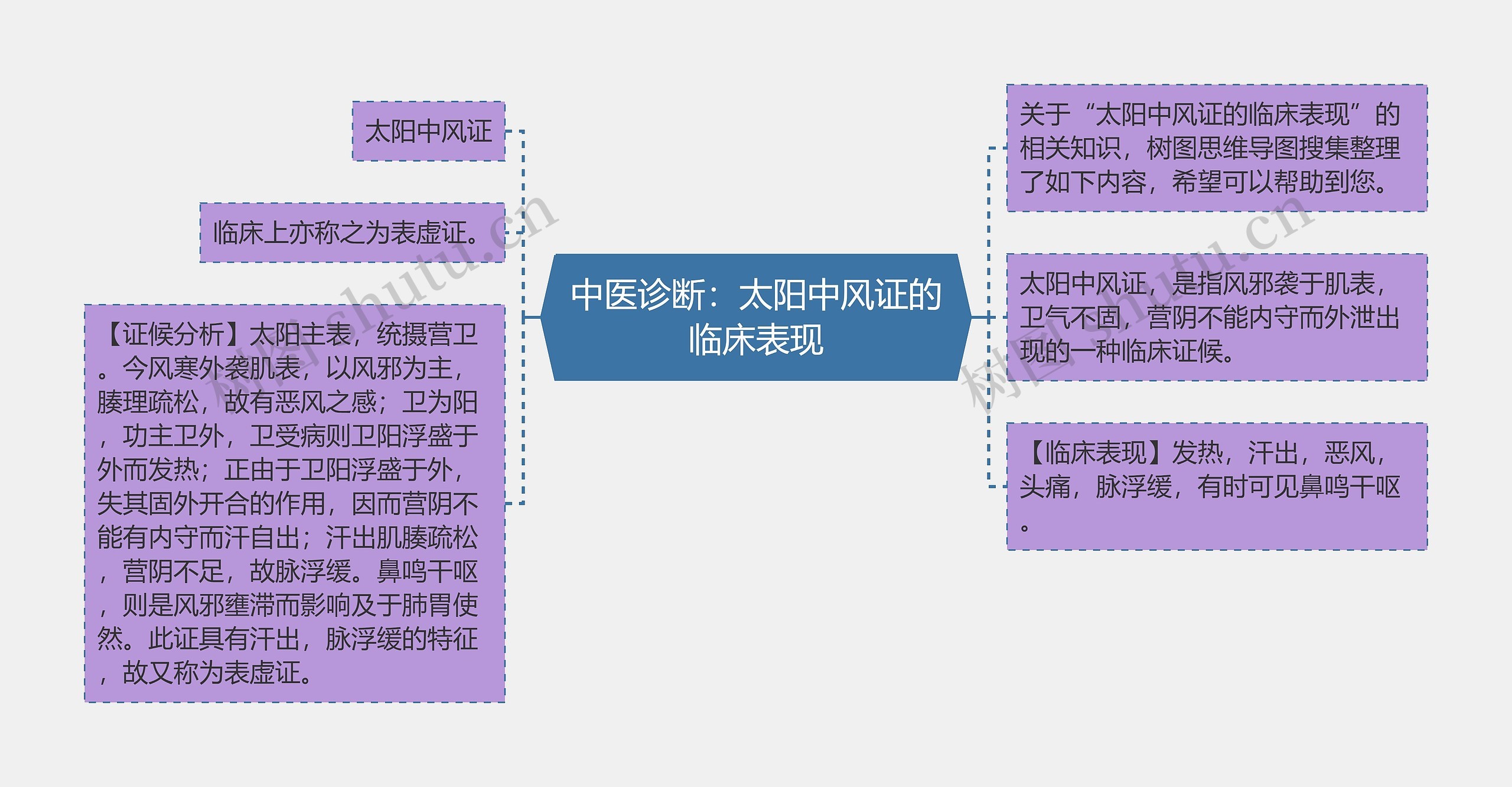 中医诊断：太阳中风证的临床表现思维导图