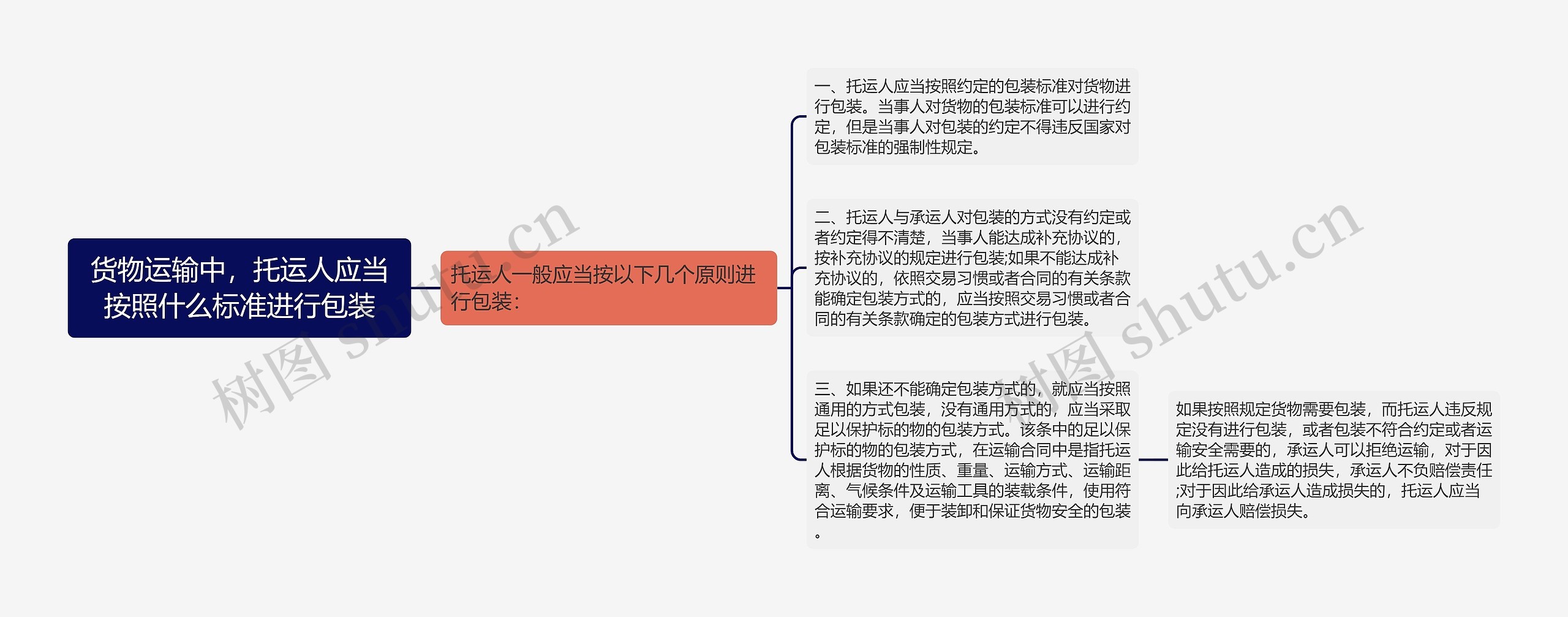 货物运输中，托运人应当按照什么标准进行包装思维导图