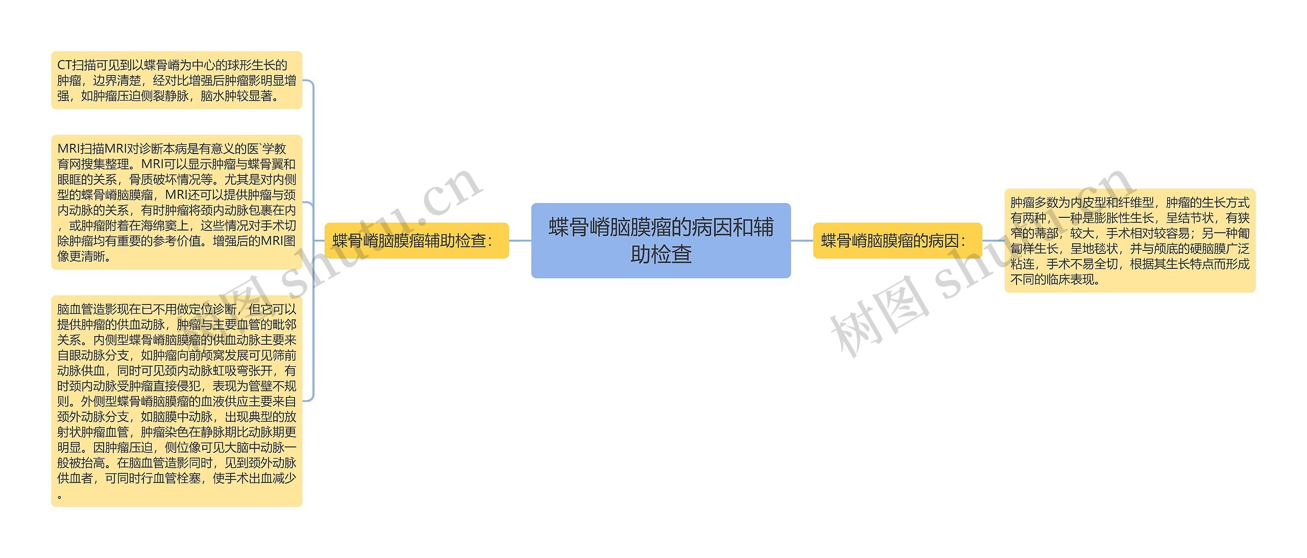 蝶骨嵴脑膜瘤的病因和辅助检查思维导图