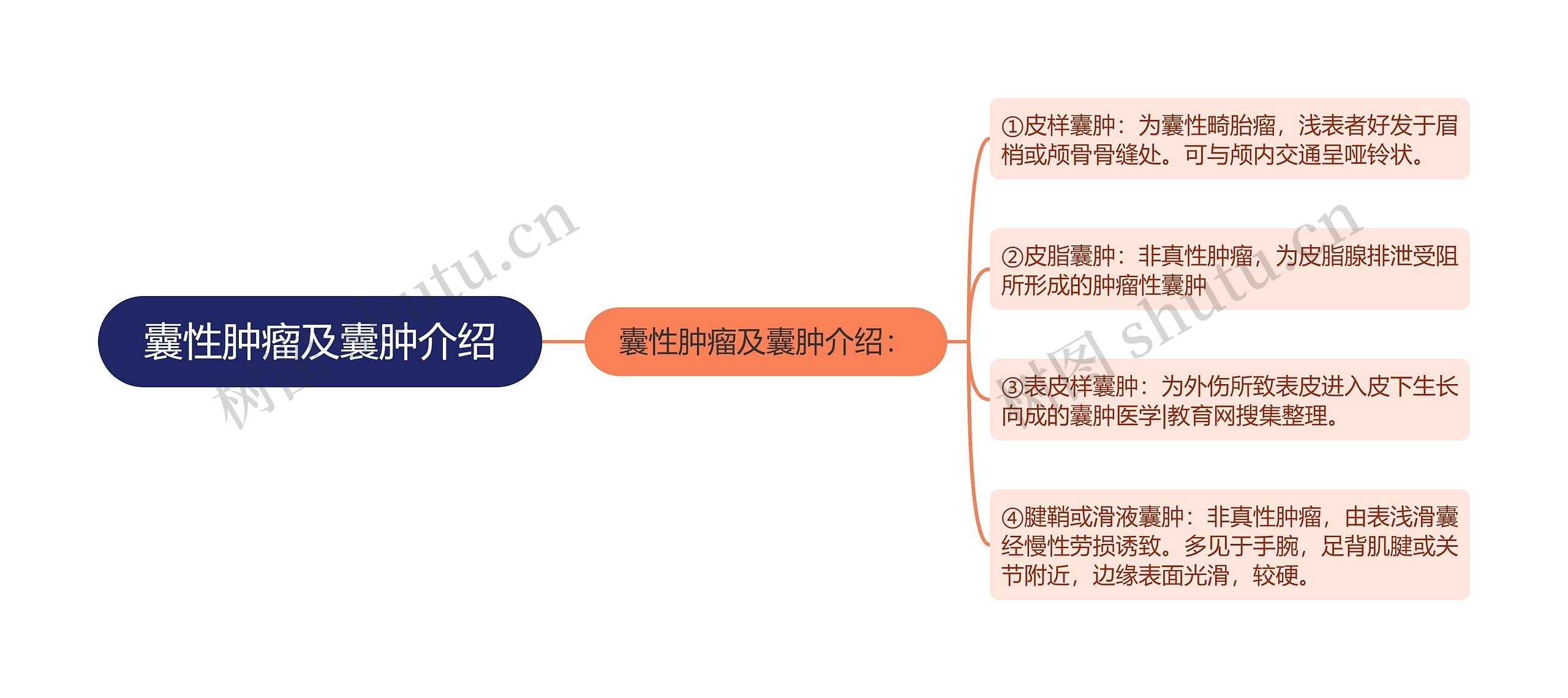 囊性肿瘤及囊肿介绍思维导图