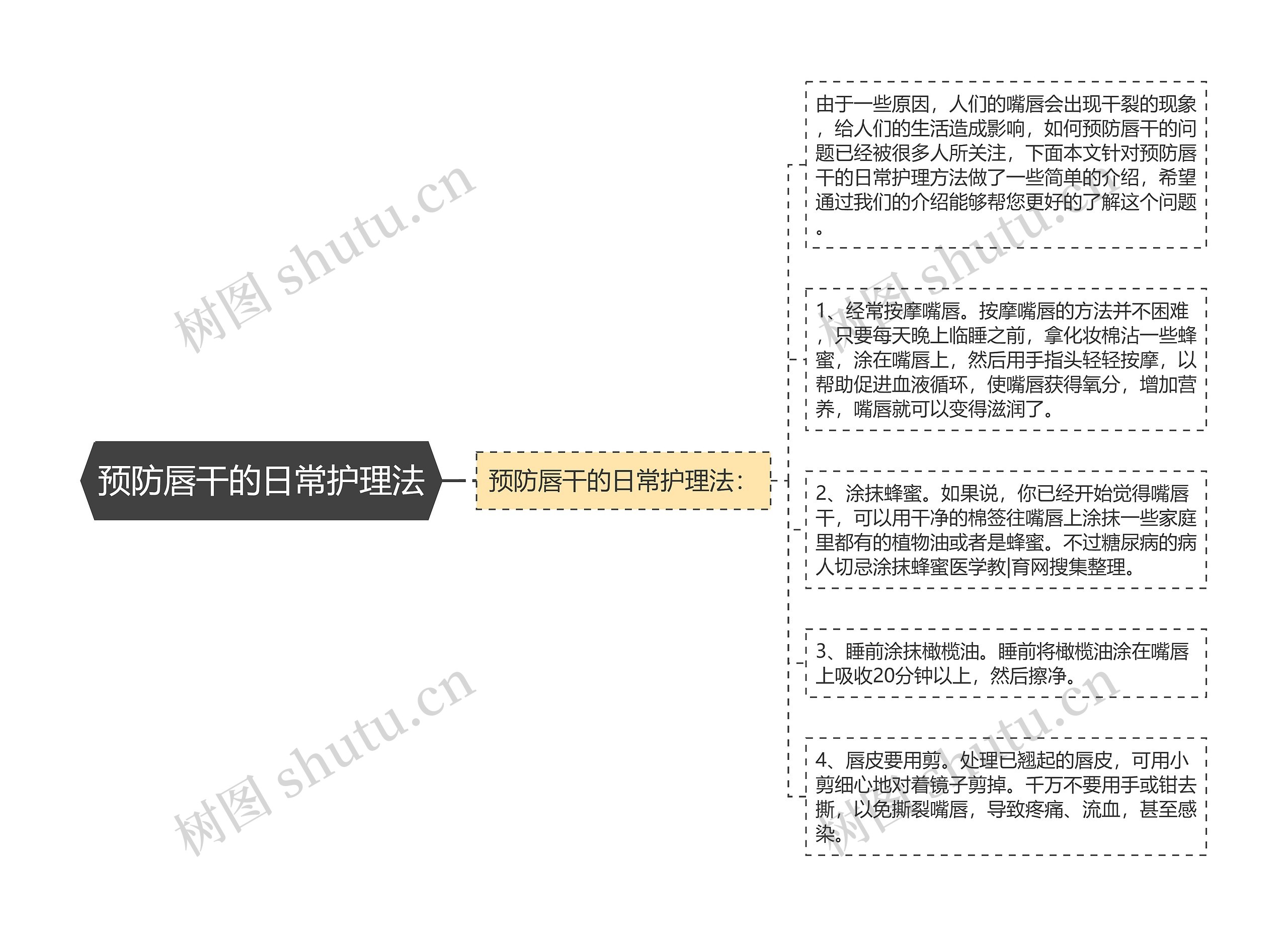 预防唇干的日常护理法思维导图