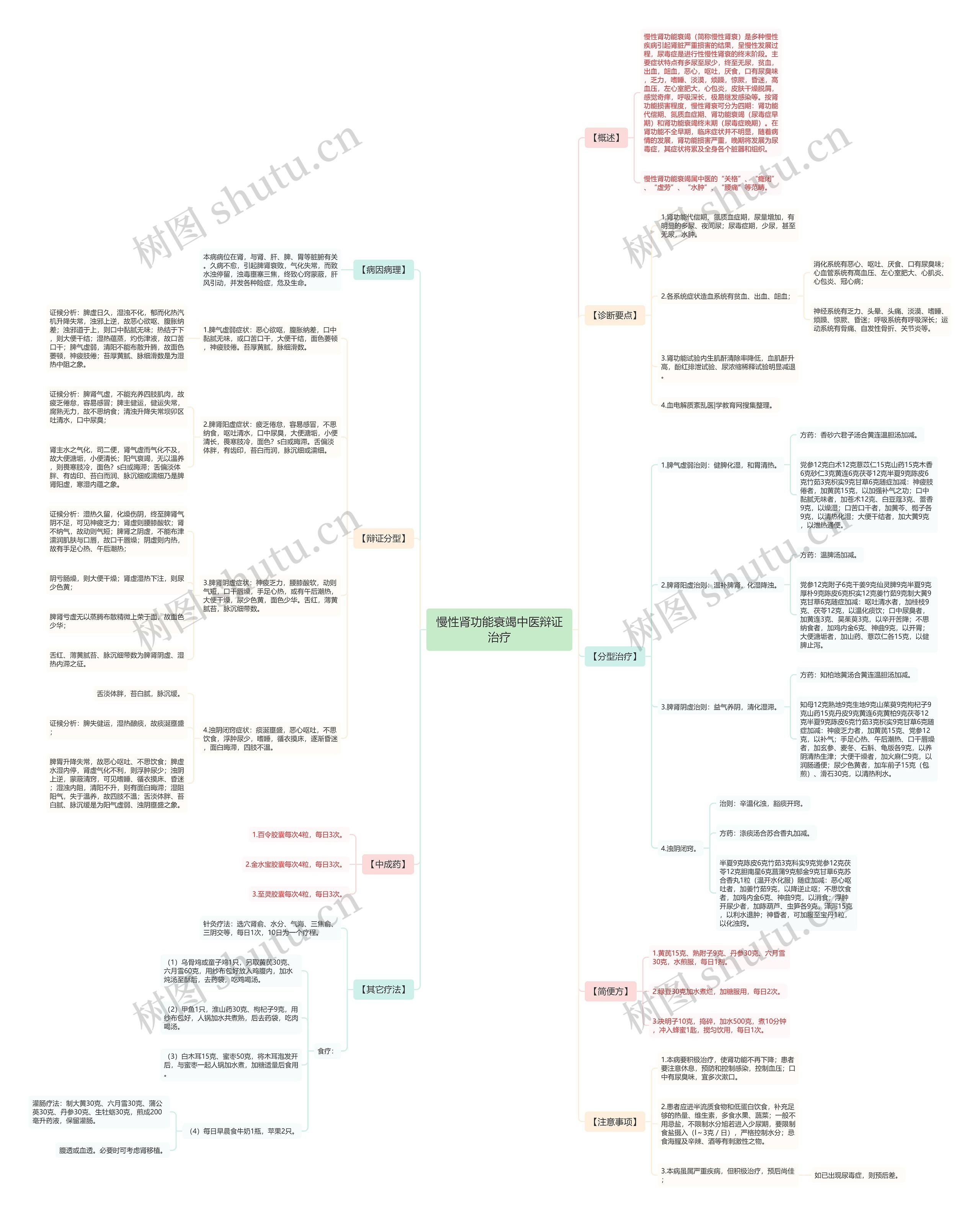 慢性肾功能衰竭中医辩证治疗思维导图