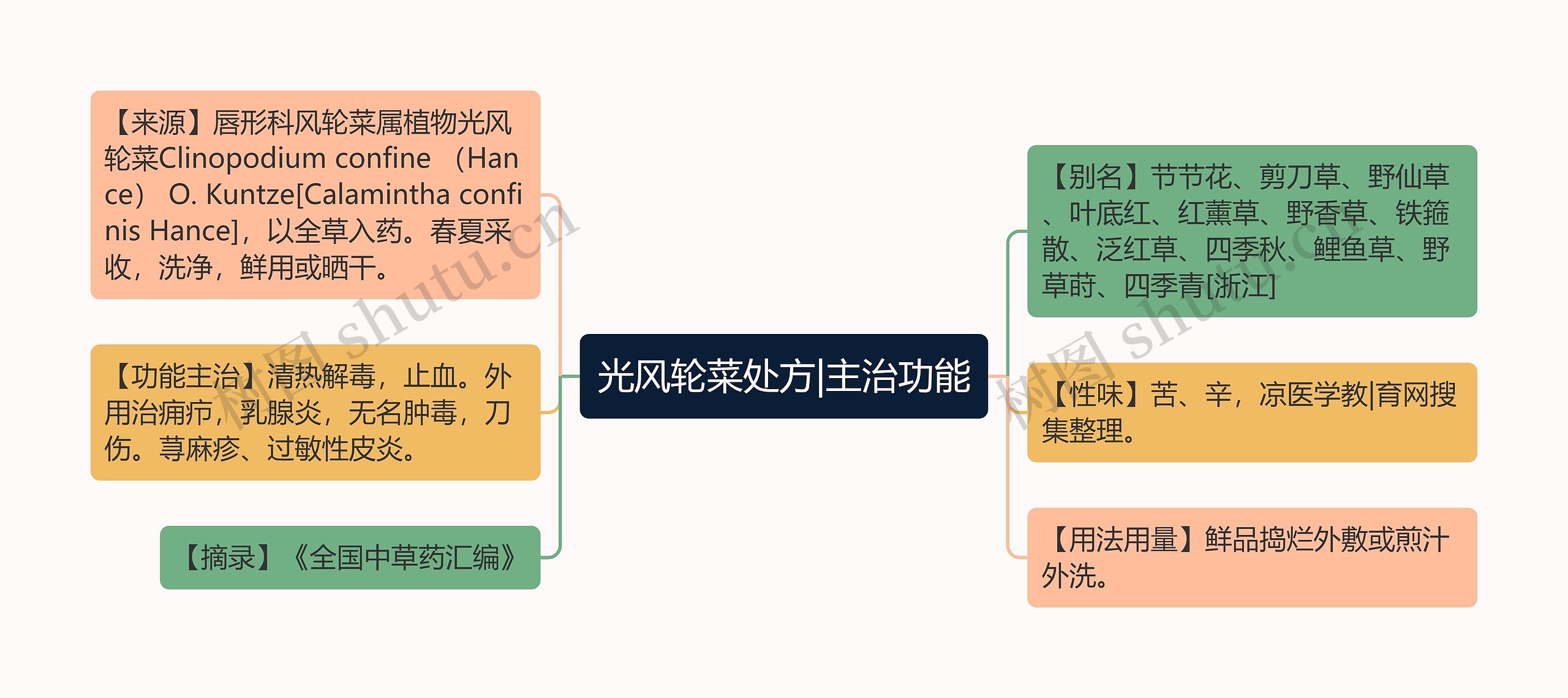 光风轮菜处方|主治功能思维导图