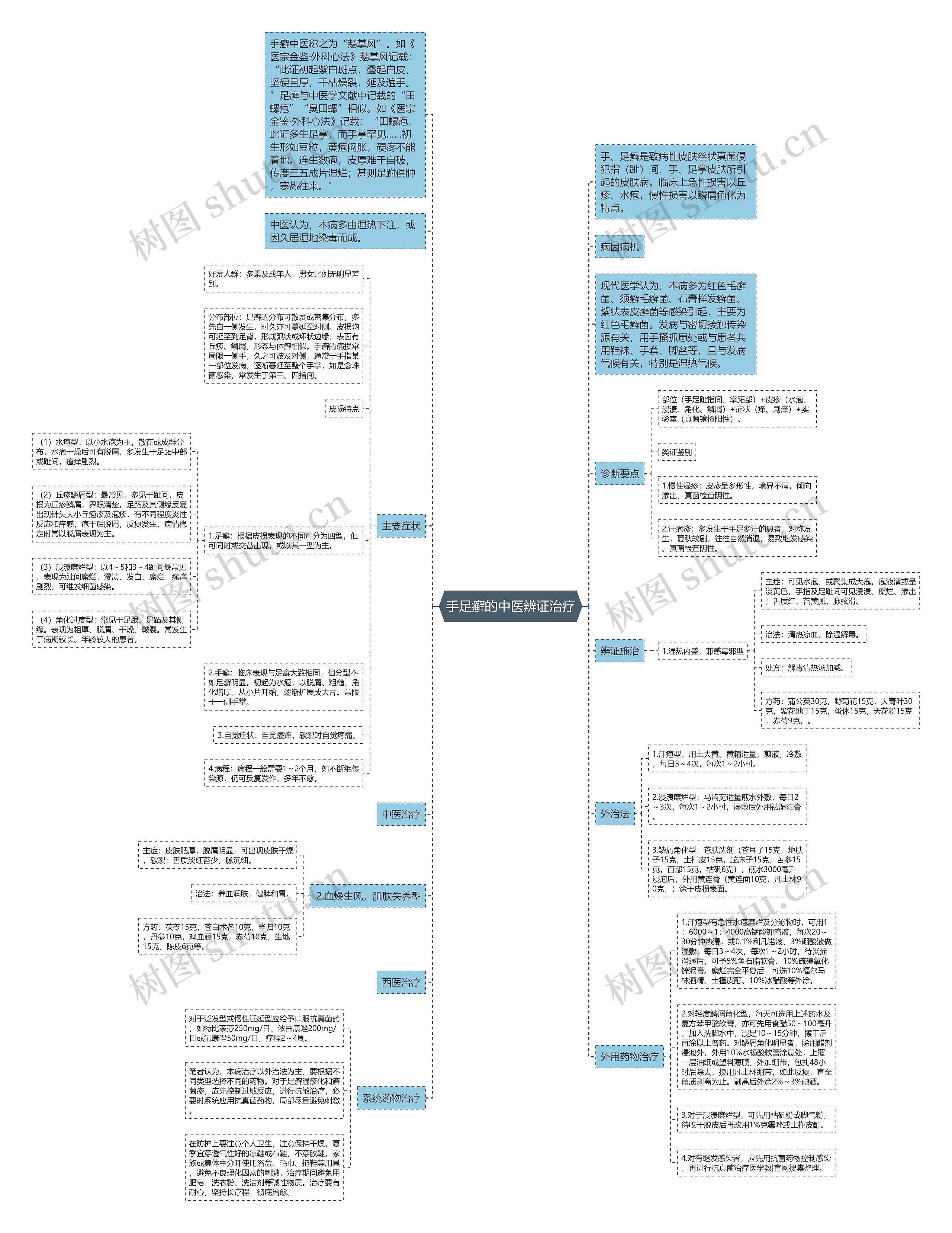 手足癣的中医辨证治疗思维导图