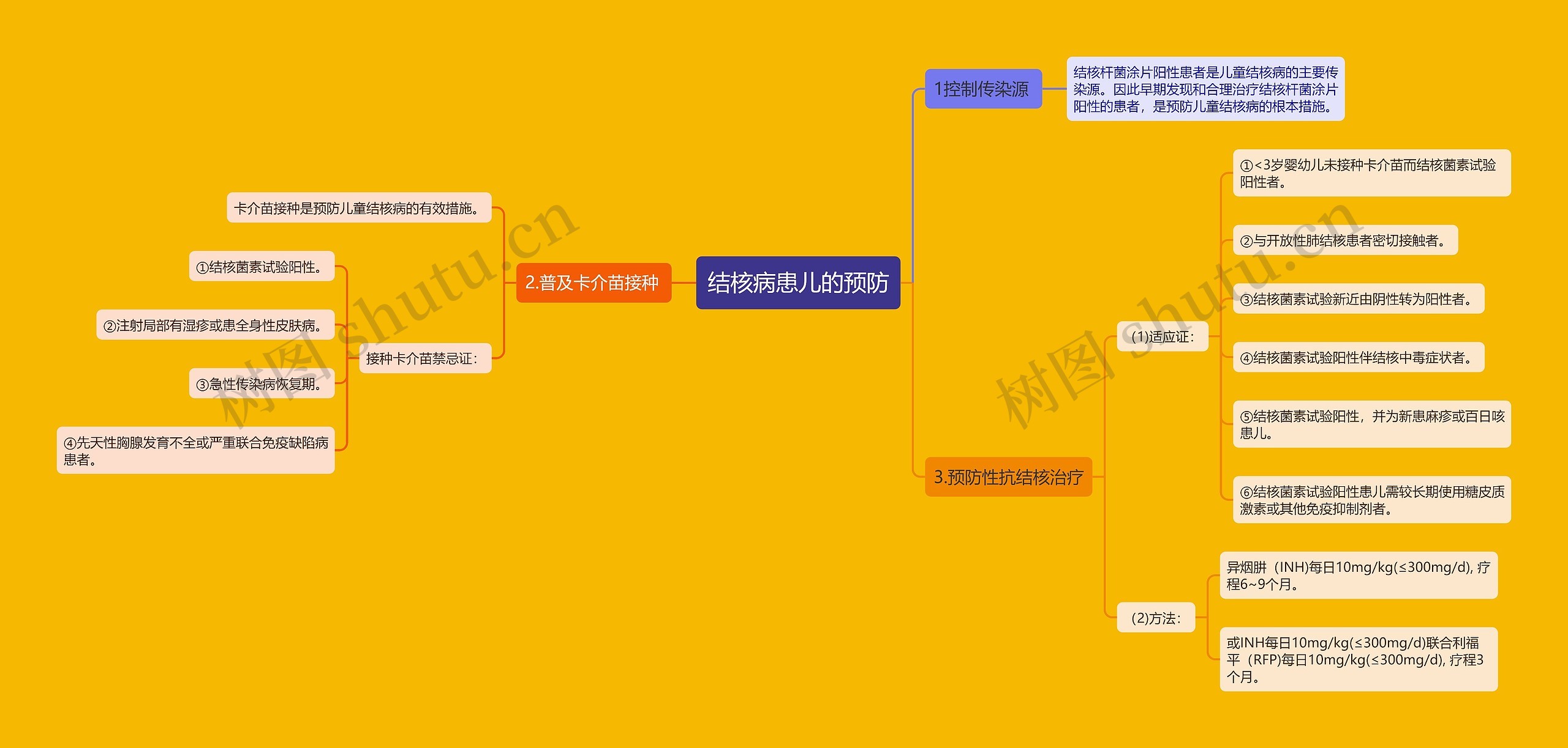 结核病患儿的预防思维导图