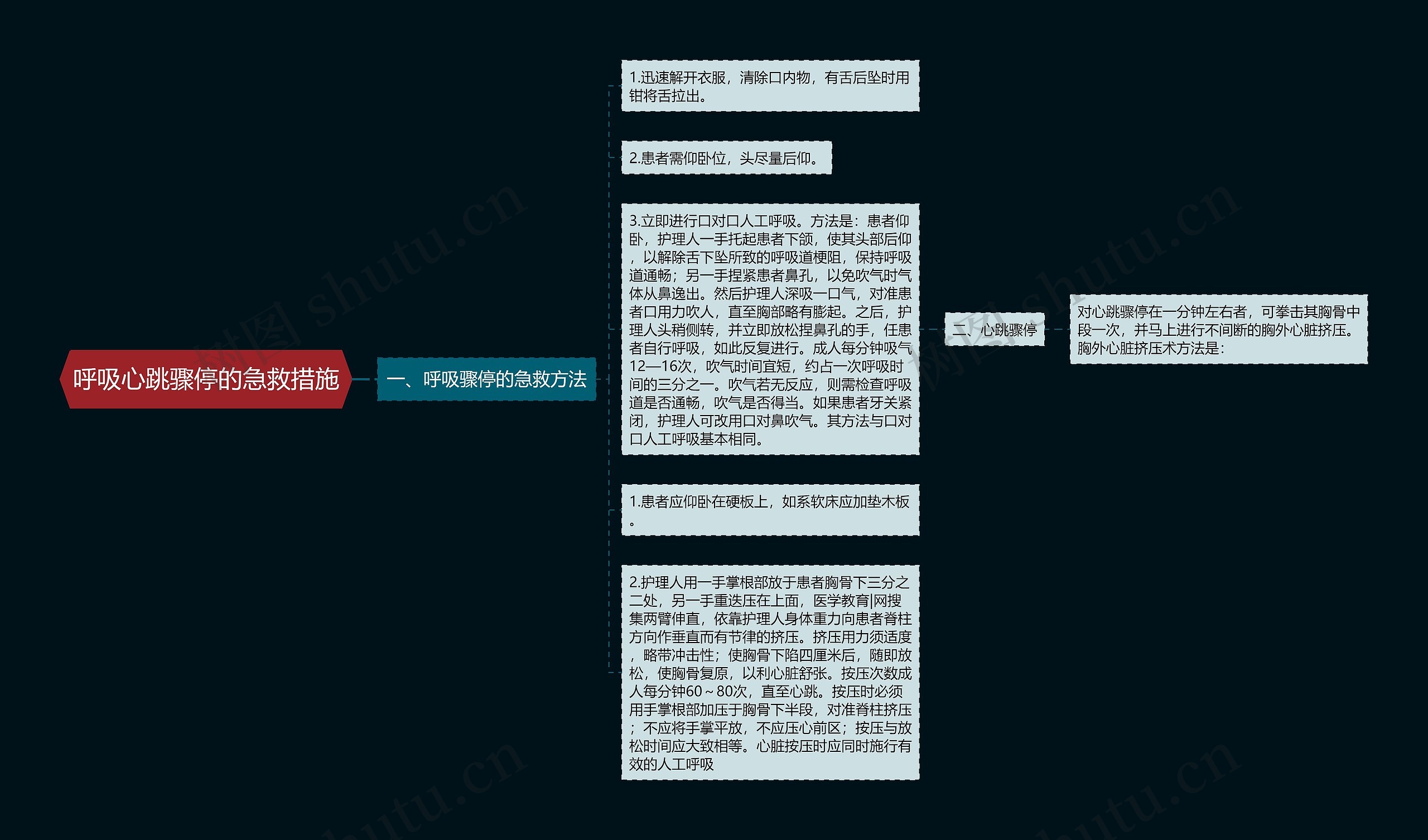 呼吸心跳骤停的急救措施思维导图