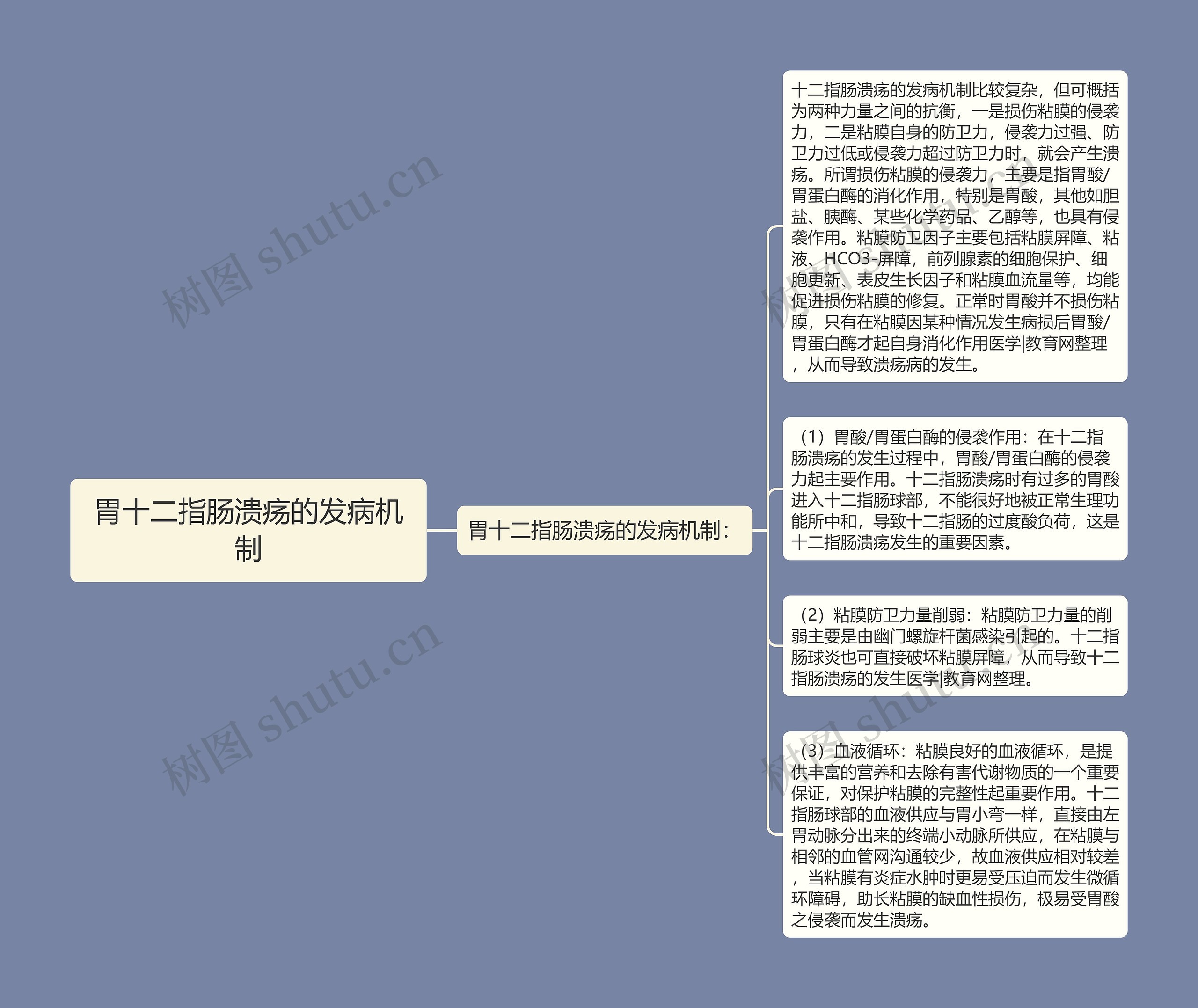 胃十二指肠溃疡的发病机制思维导图