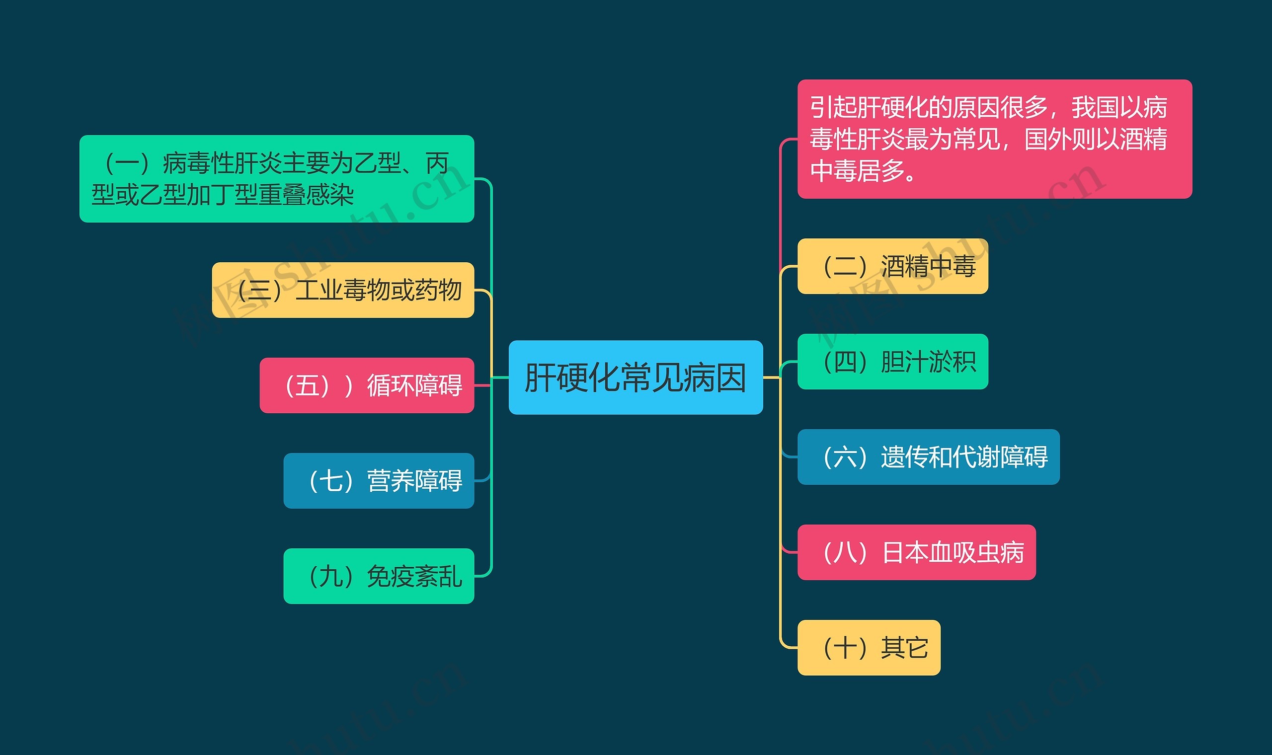 肝硬化常见病因思维导图