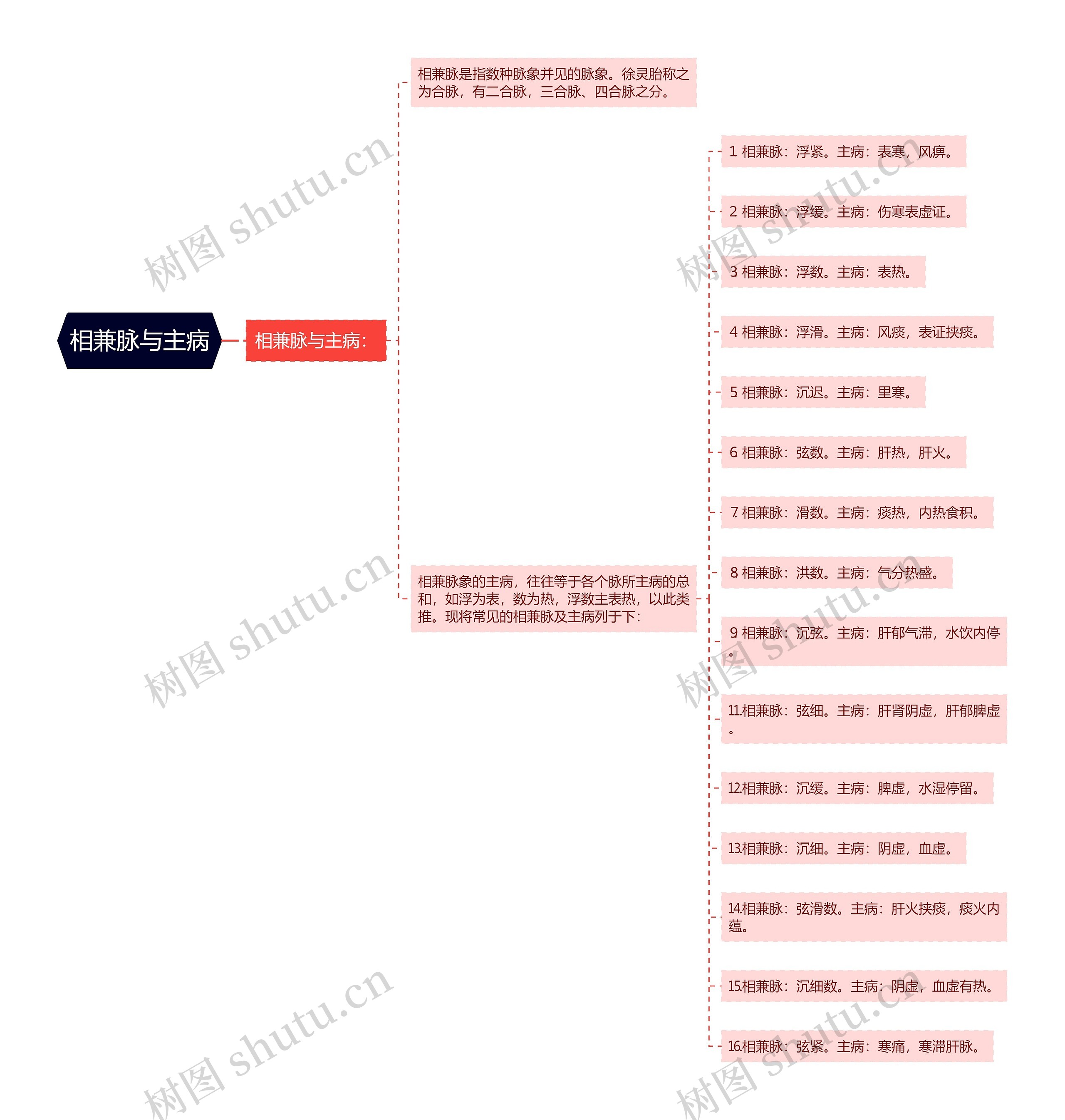 相兼脉与主病思维导图