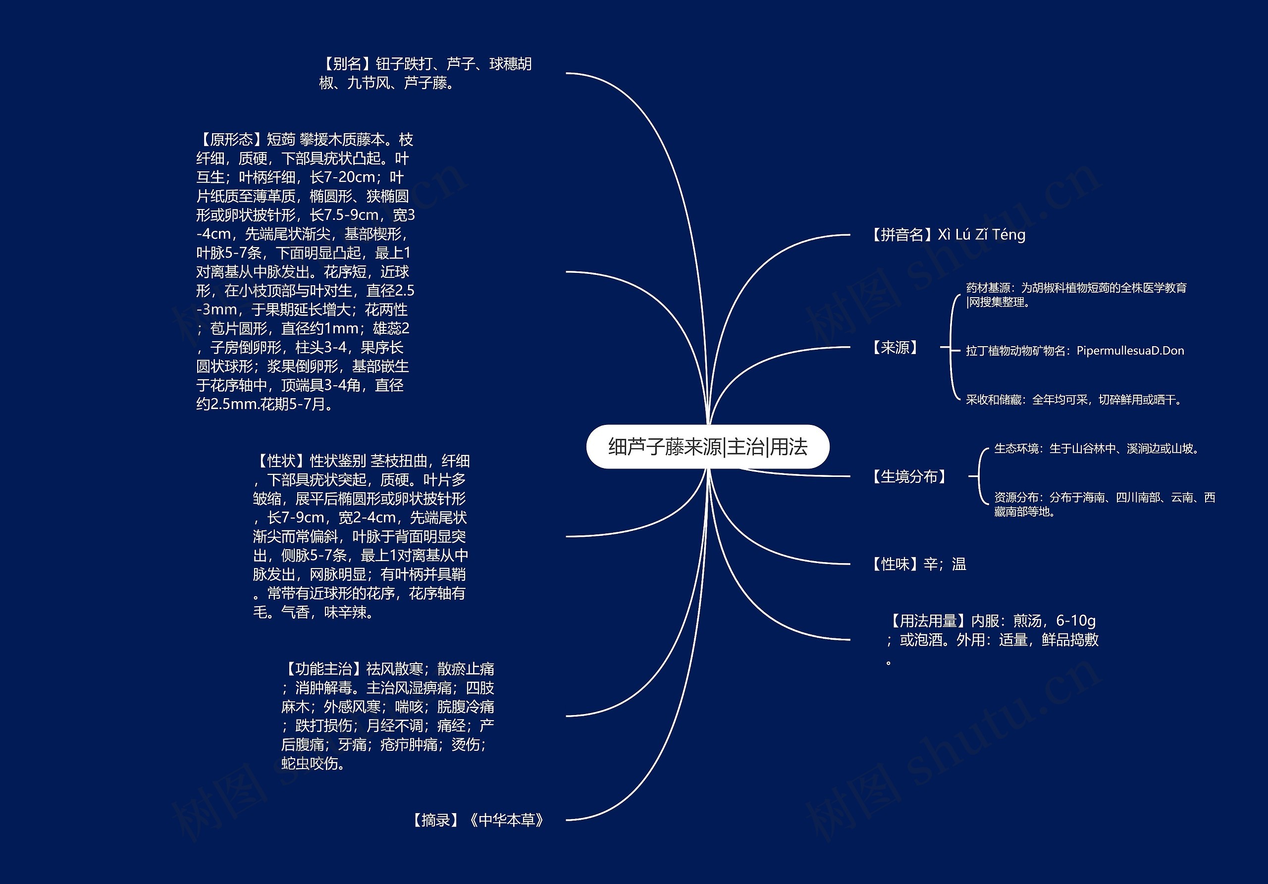 细芦子藤来源|主治|用法思维导图