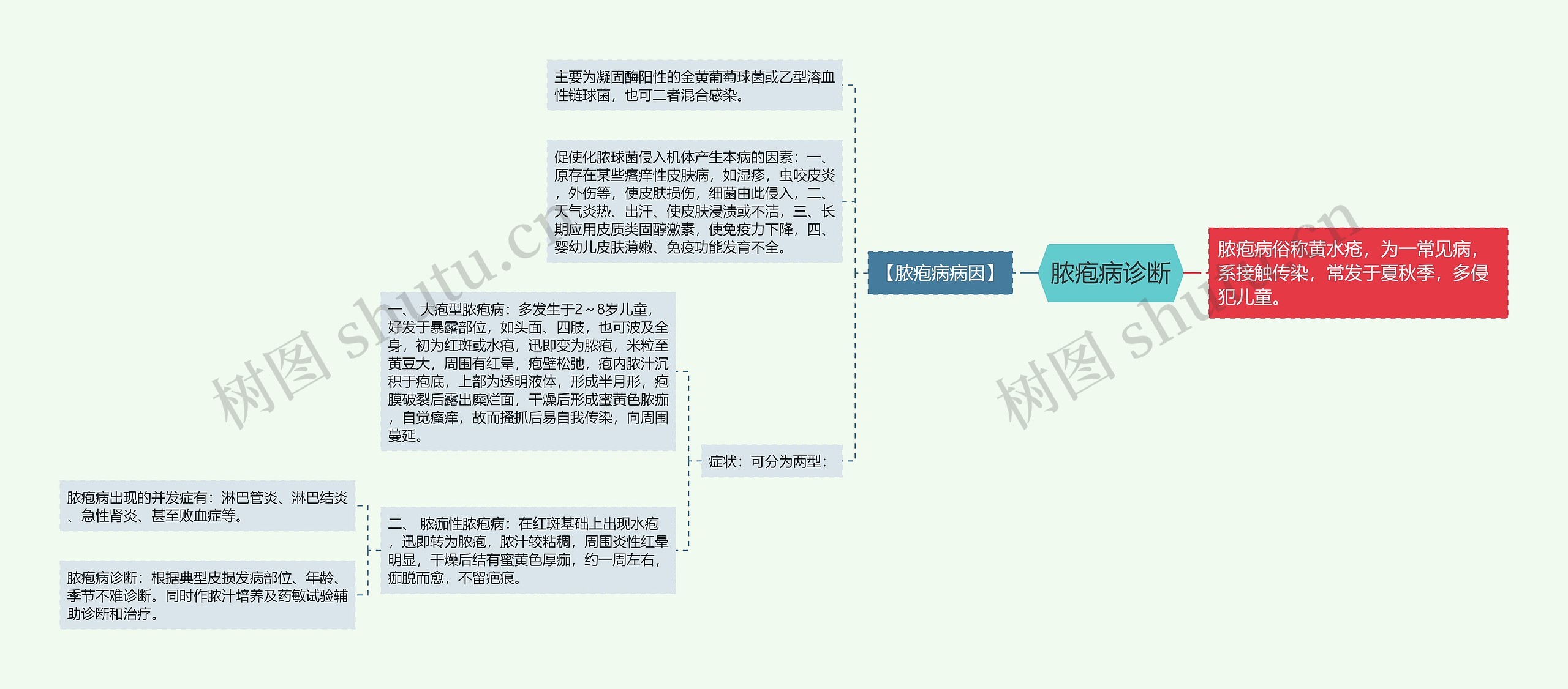 脓疱病诊断思维导图