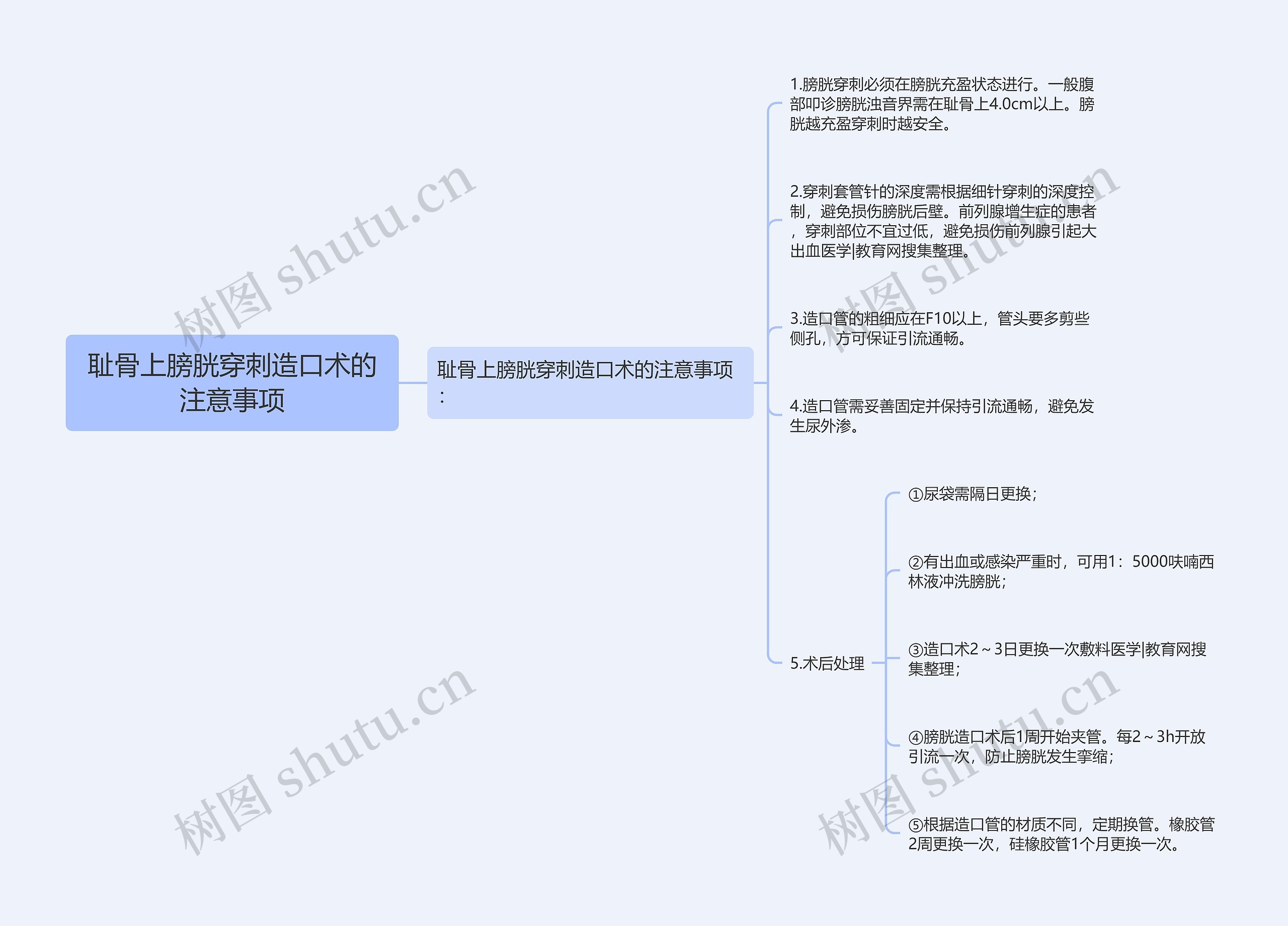 耻骨上膀胱穿刺造口术的注意事项思维导图