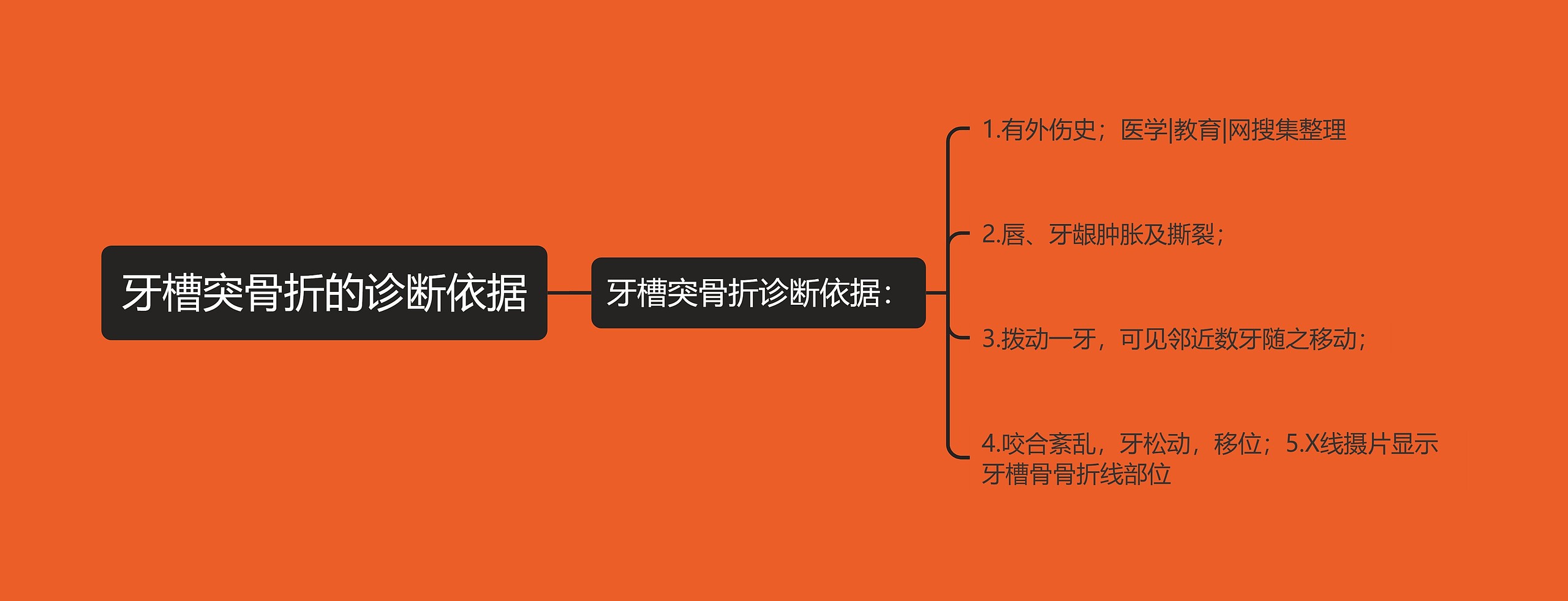 牙槽突骨折的诊断依据思维导图