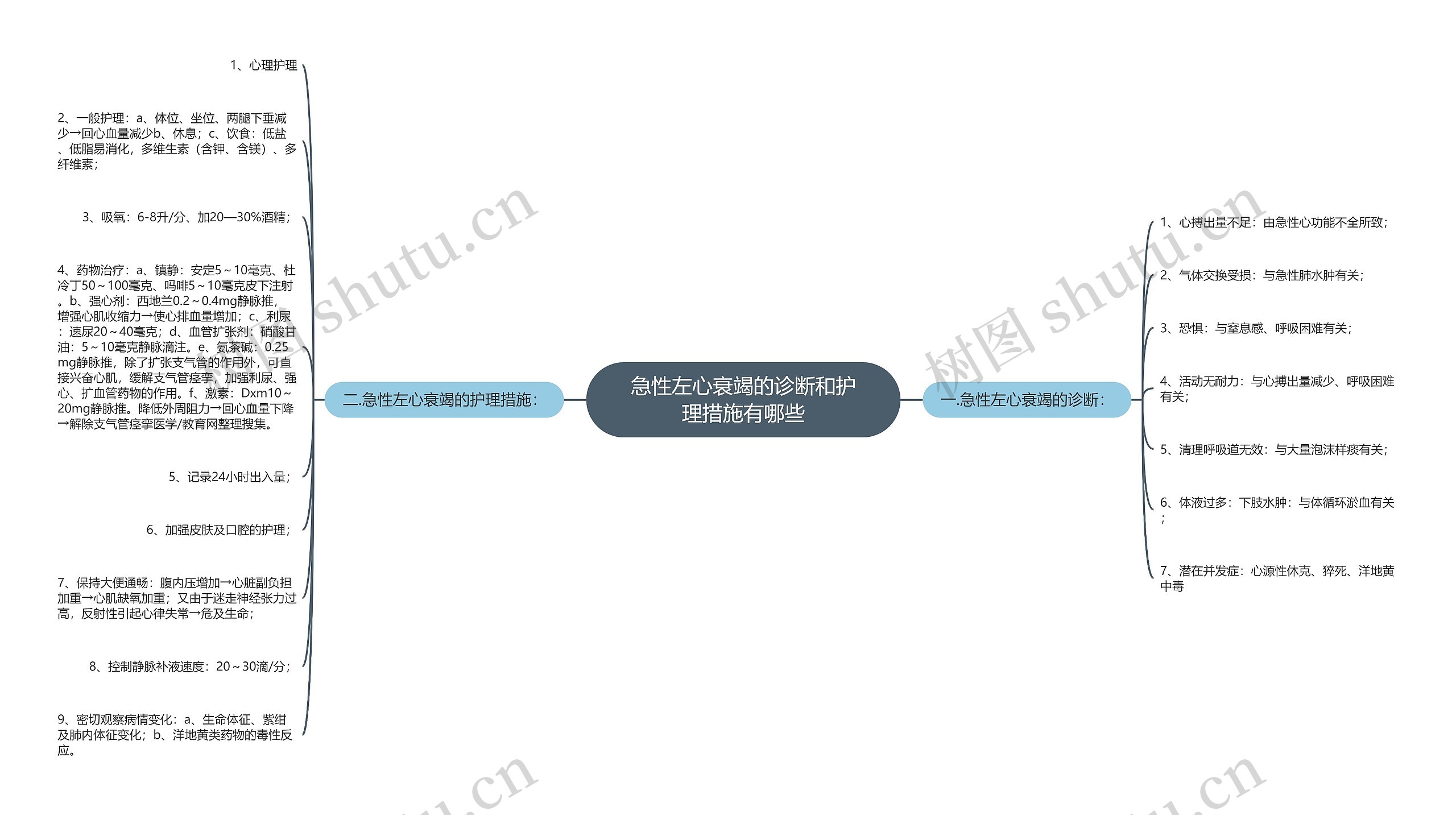 急性左心衰竭的诊断和护理措施有哪些思维导图