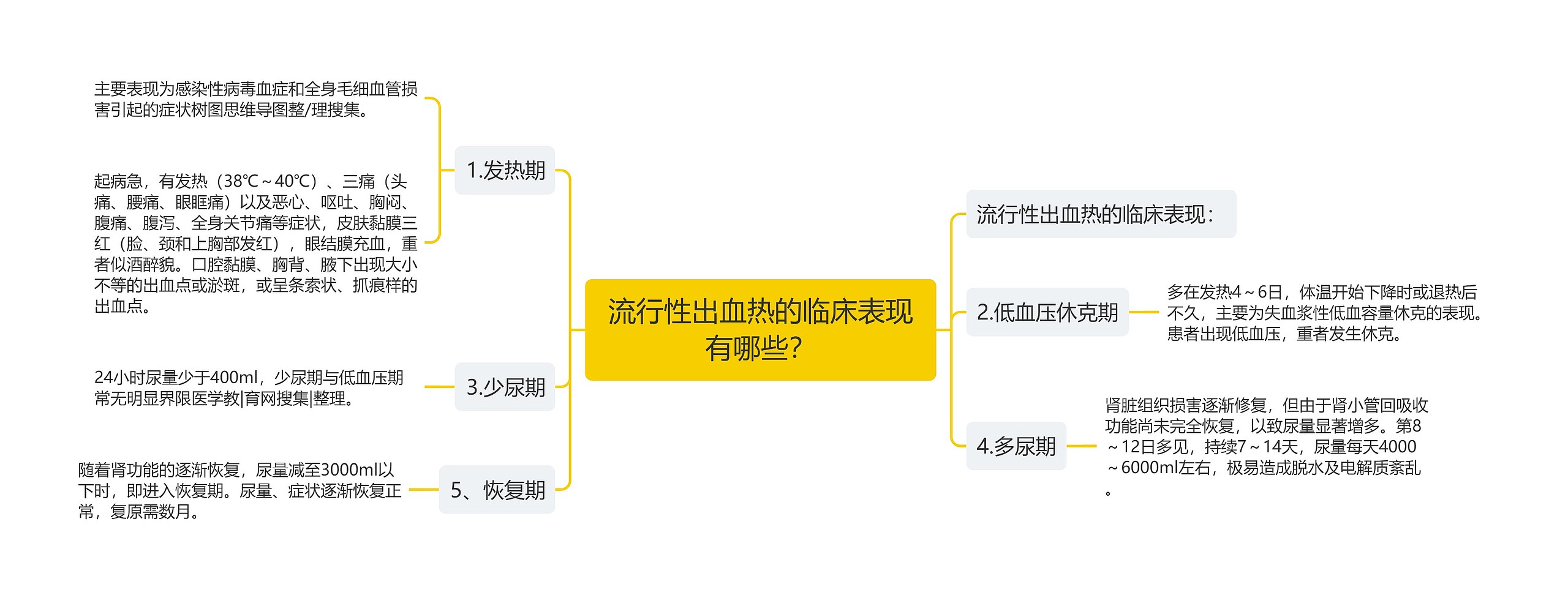 流行性出血热的临床表现有哪些？思维导图