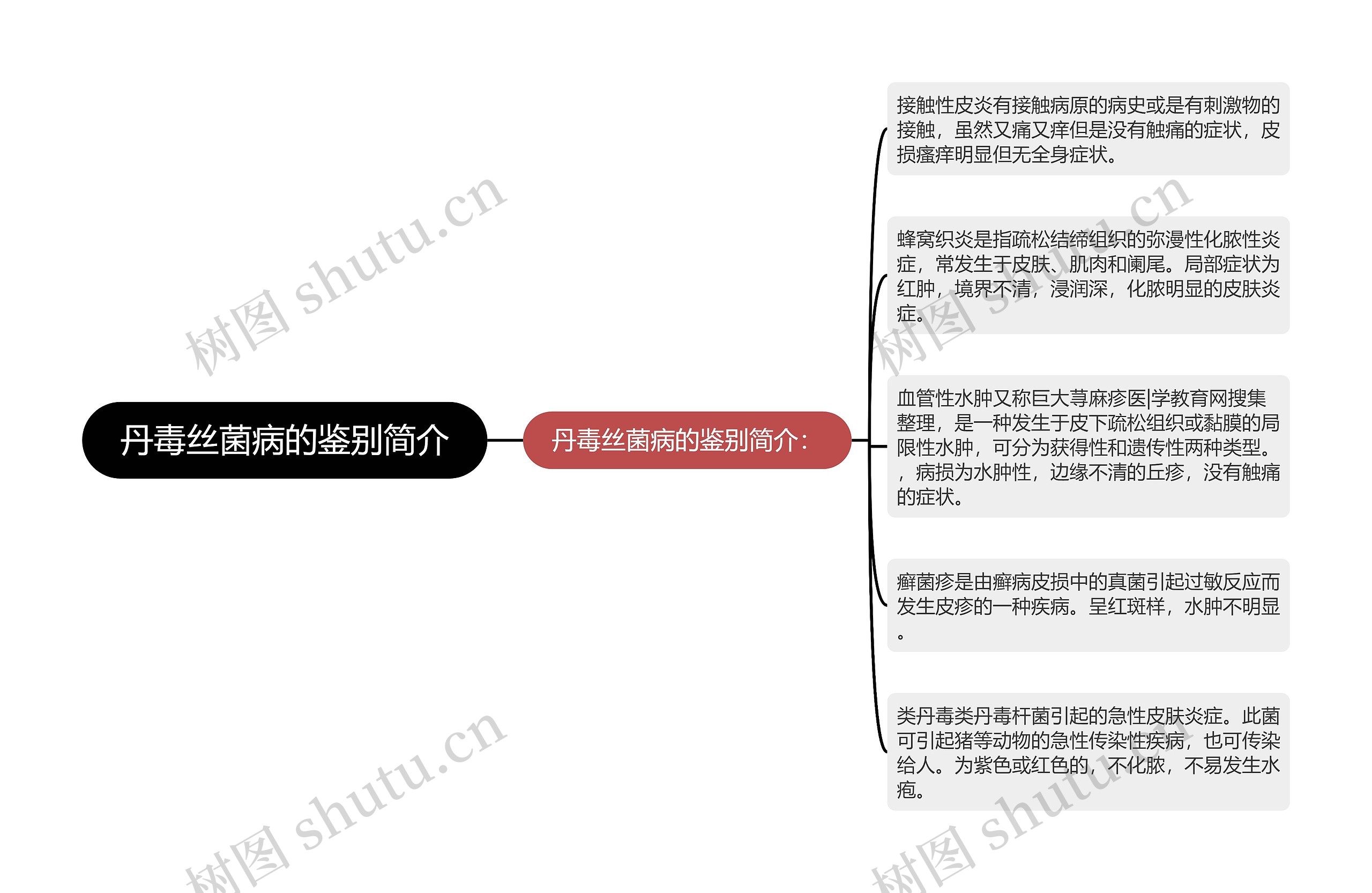 丹毒丝菌病的鉴别简介思维导图