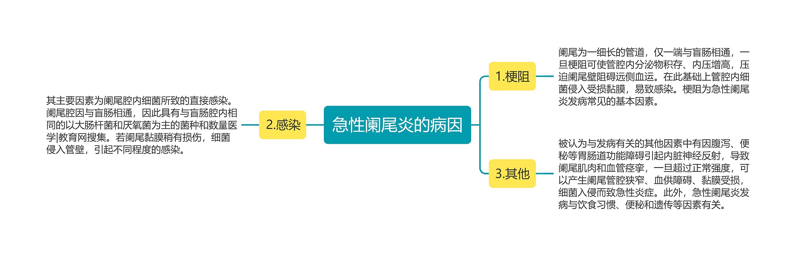 急性阑尾炎的病因思维导图