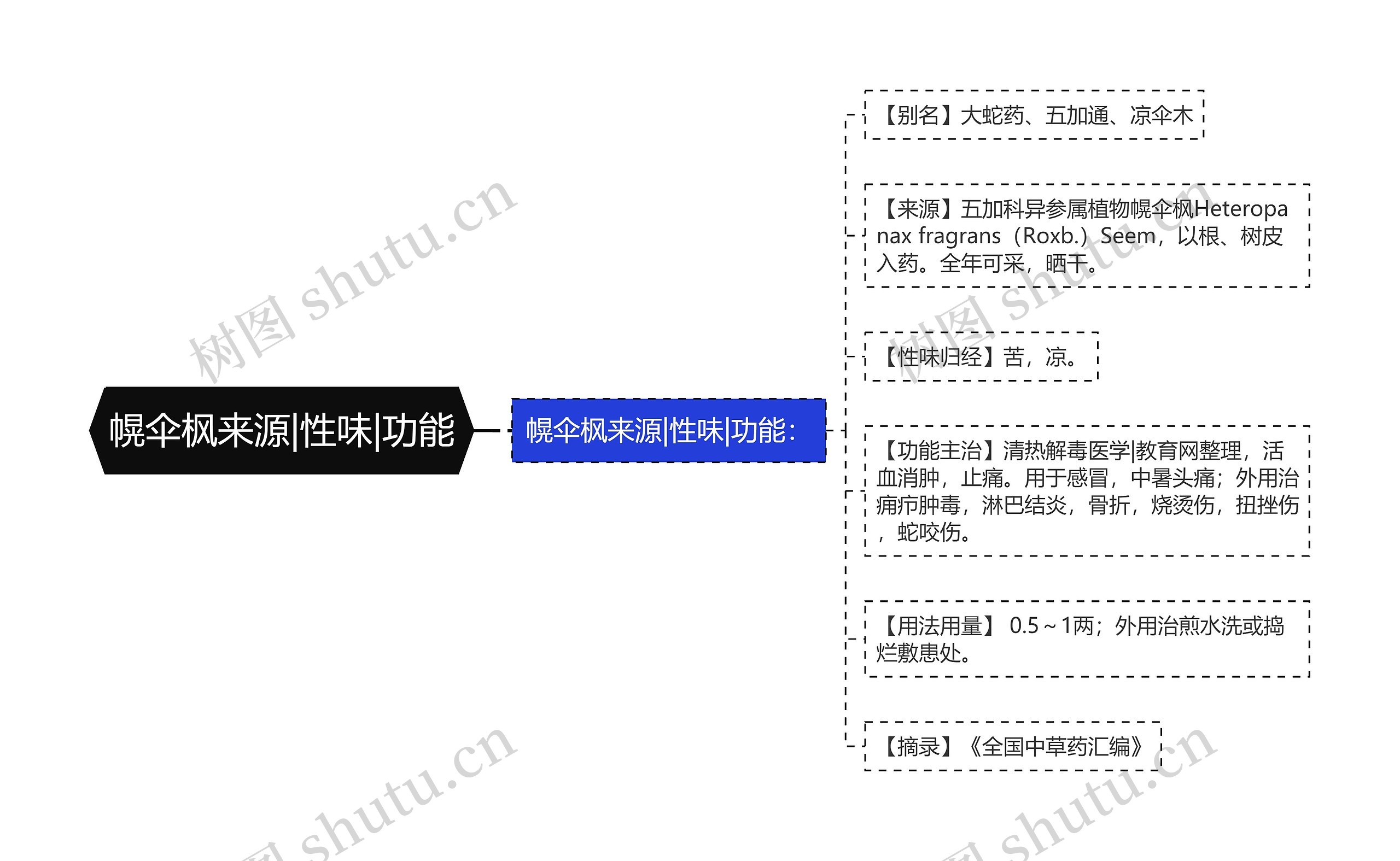 幌伞枫来源|性味|功能思维导图