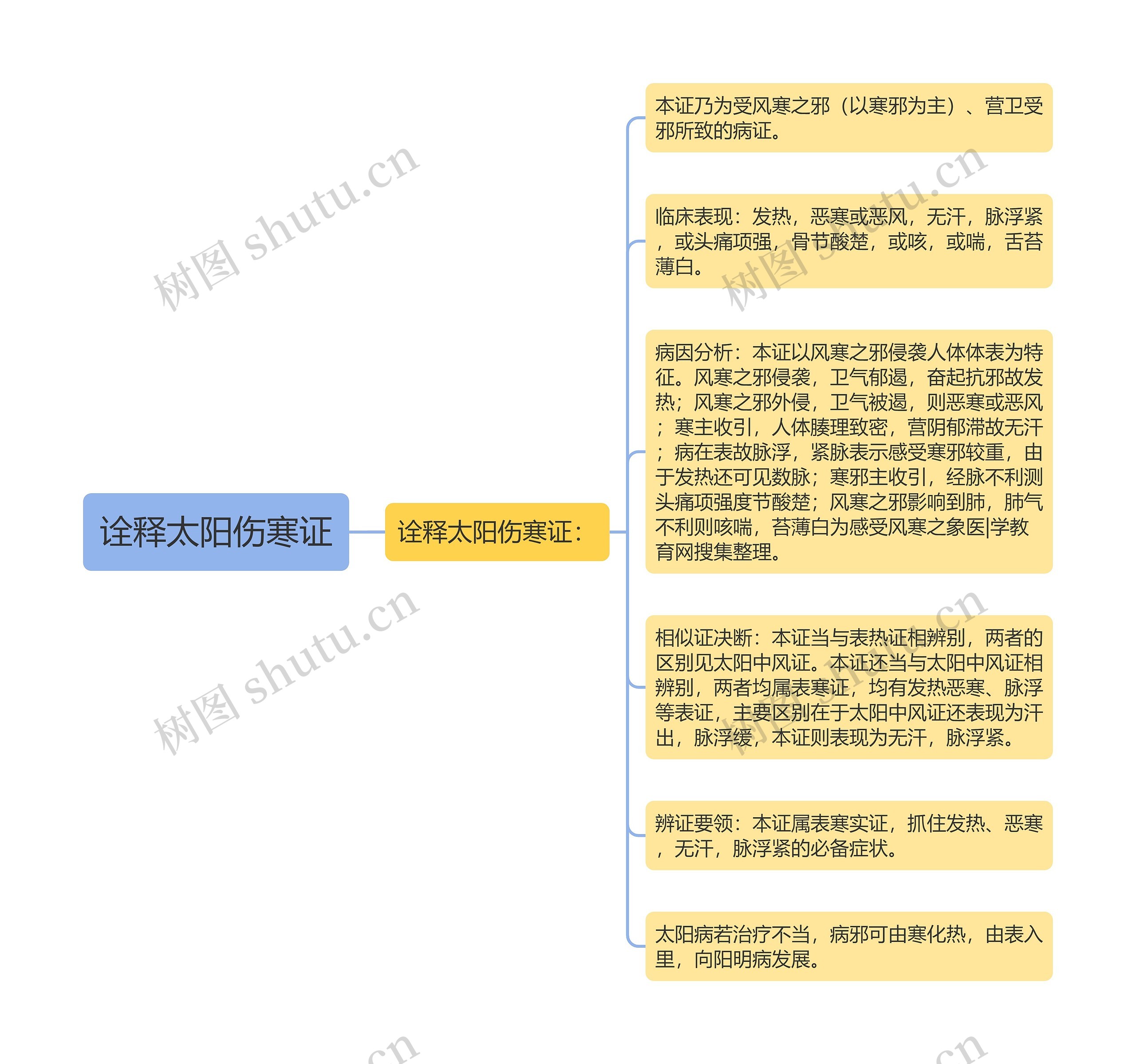 诠释太阳伤寒证思维导图高清图 诠释太阳伤寒证思维导图