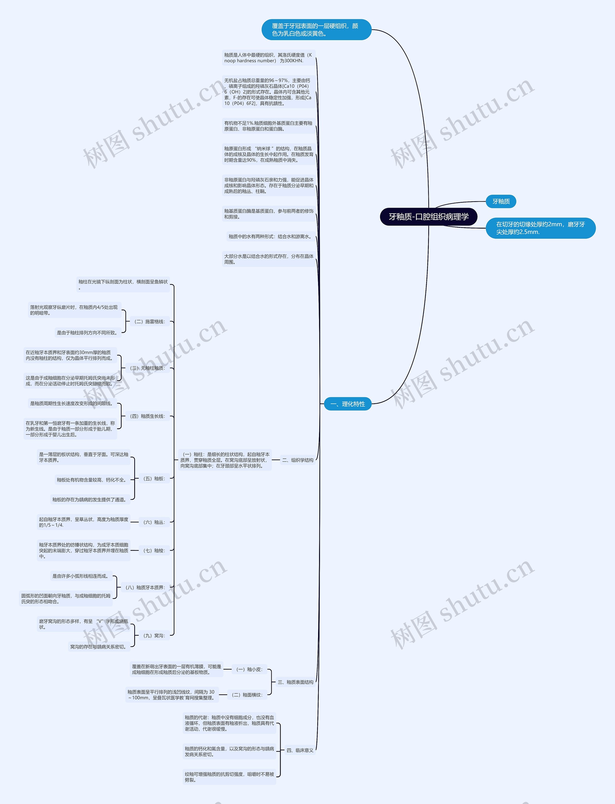 牙釉质-口腔组织病理学思维导图
