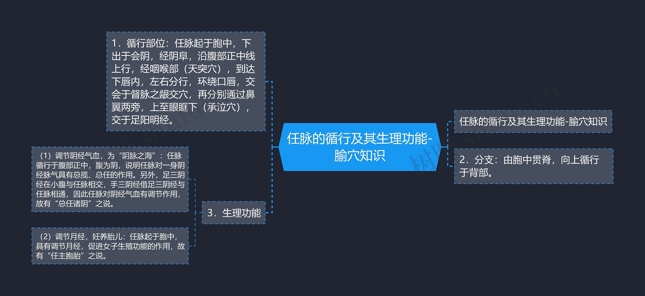 任脉的循行及其生理功能-腧穴知识思维导图