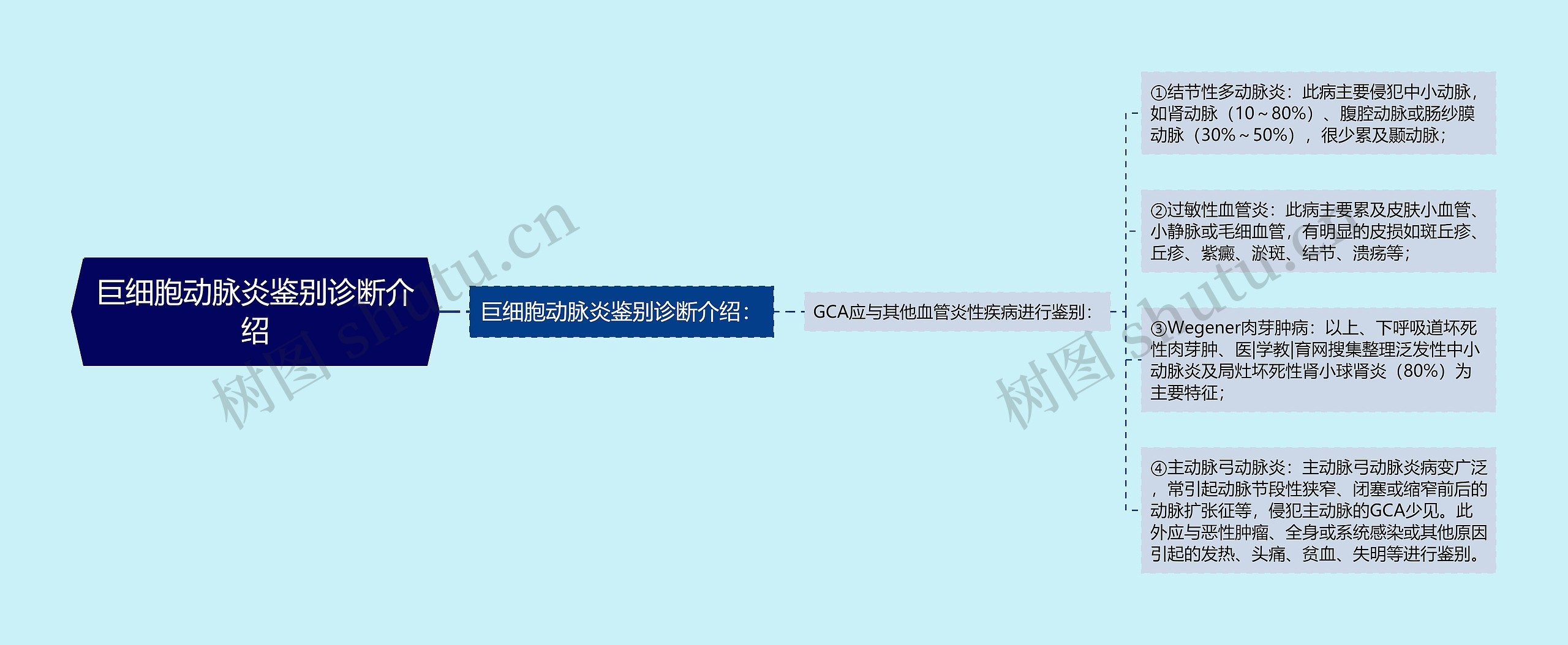 巨细胞动脉炎鉴别诊断介绍思维导图