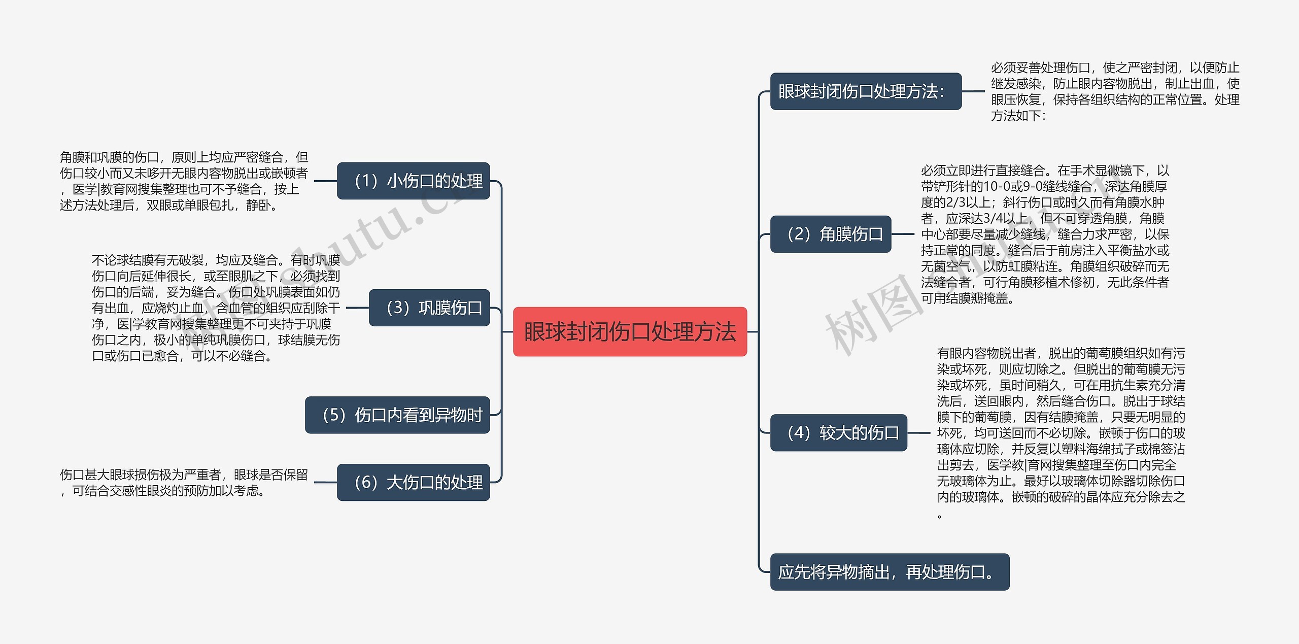 眼球封闭伤口处理方法思维导图