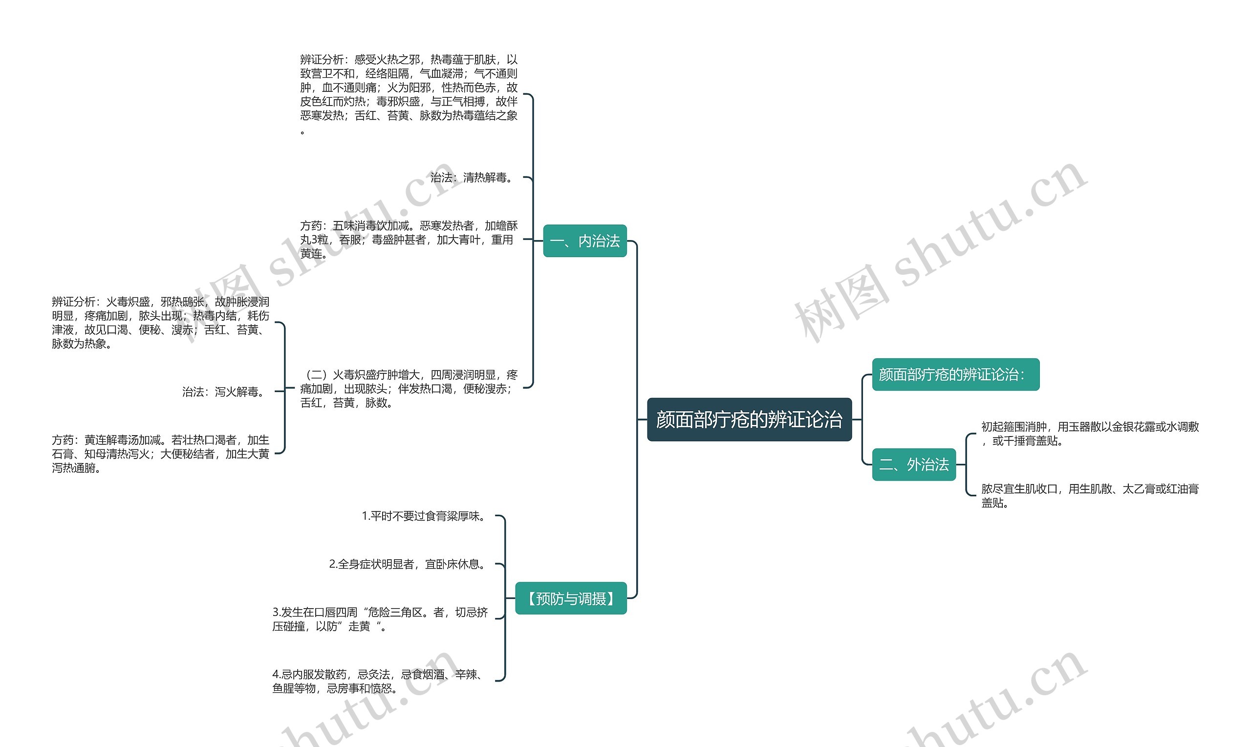 颜面部疔疮的辨证论治思维导图