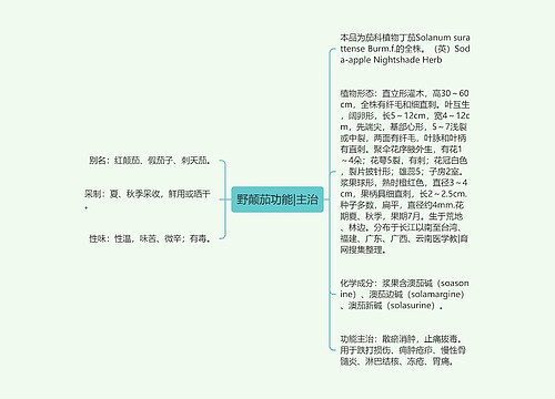 野颠茄功能|主治