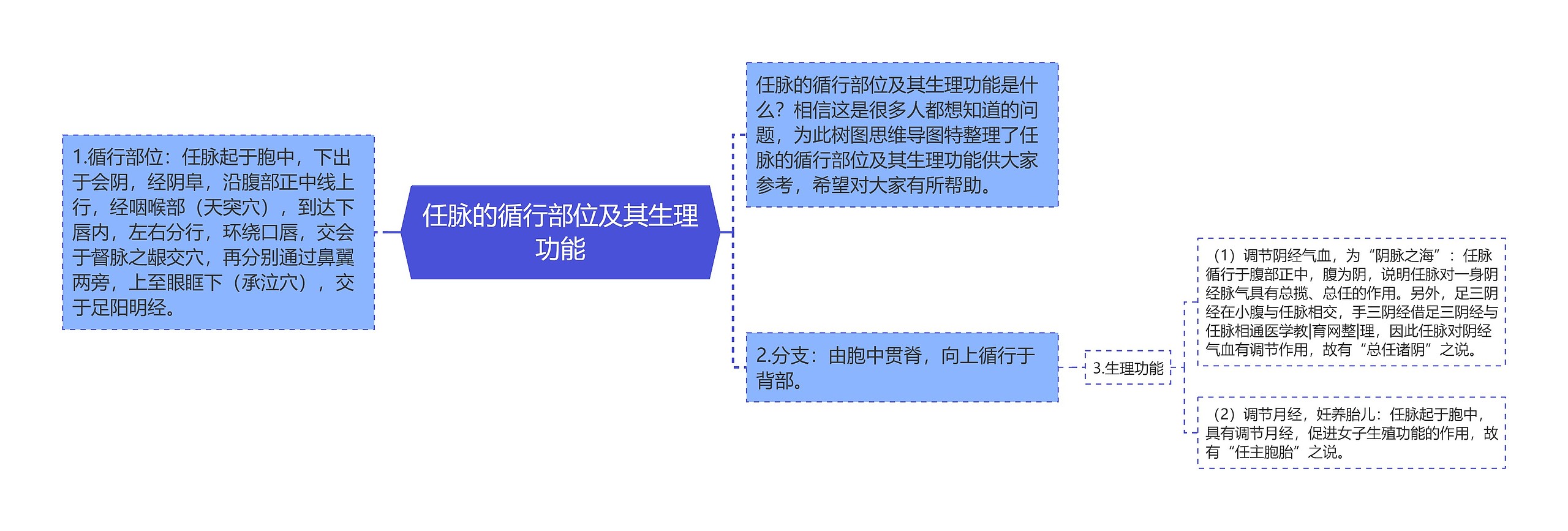 任脉的循行部位及其生理功能思维导图