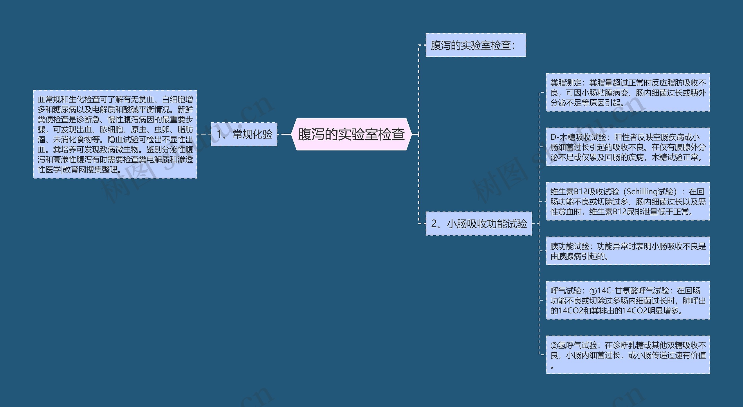 腹泻的实验室检查思维导图