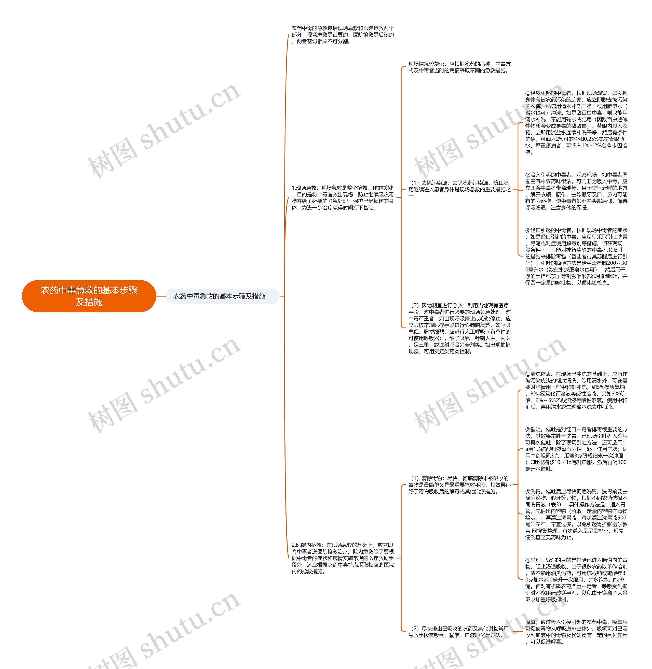 农药中毒急救的基本步骤及措施思维导图