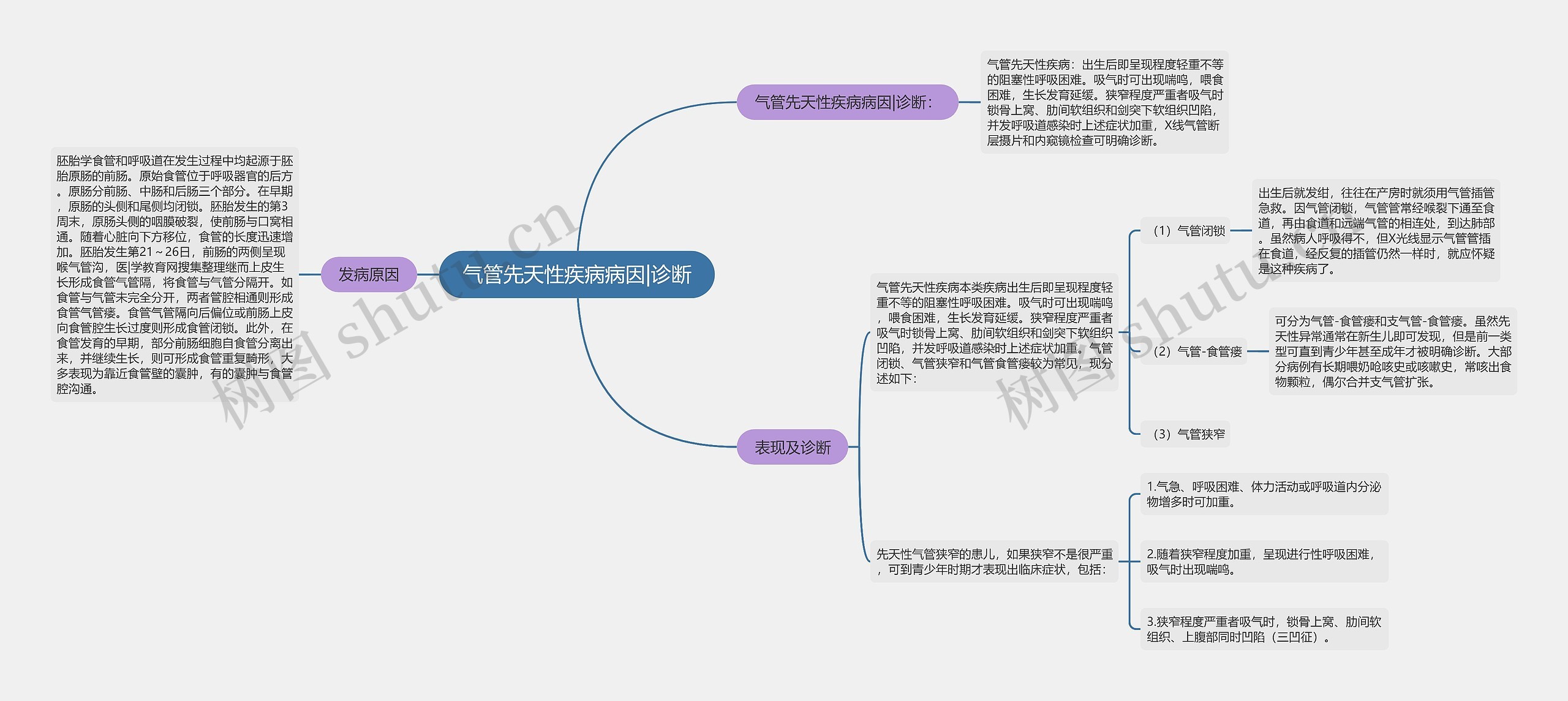 气管先天性疾病病因|诊断思维导图