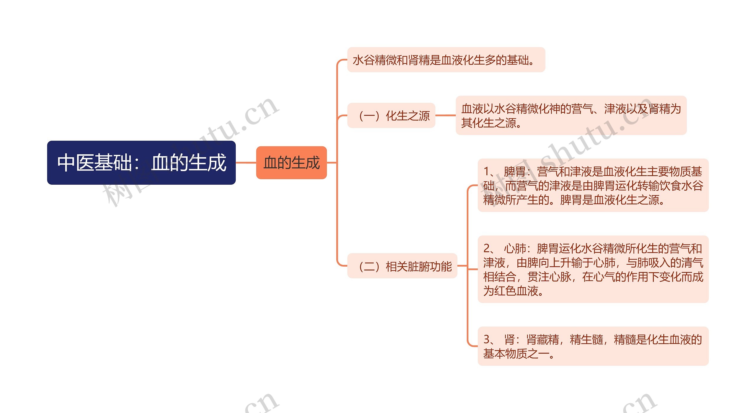 中医基础：血的生成思维导图