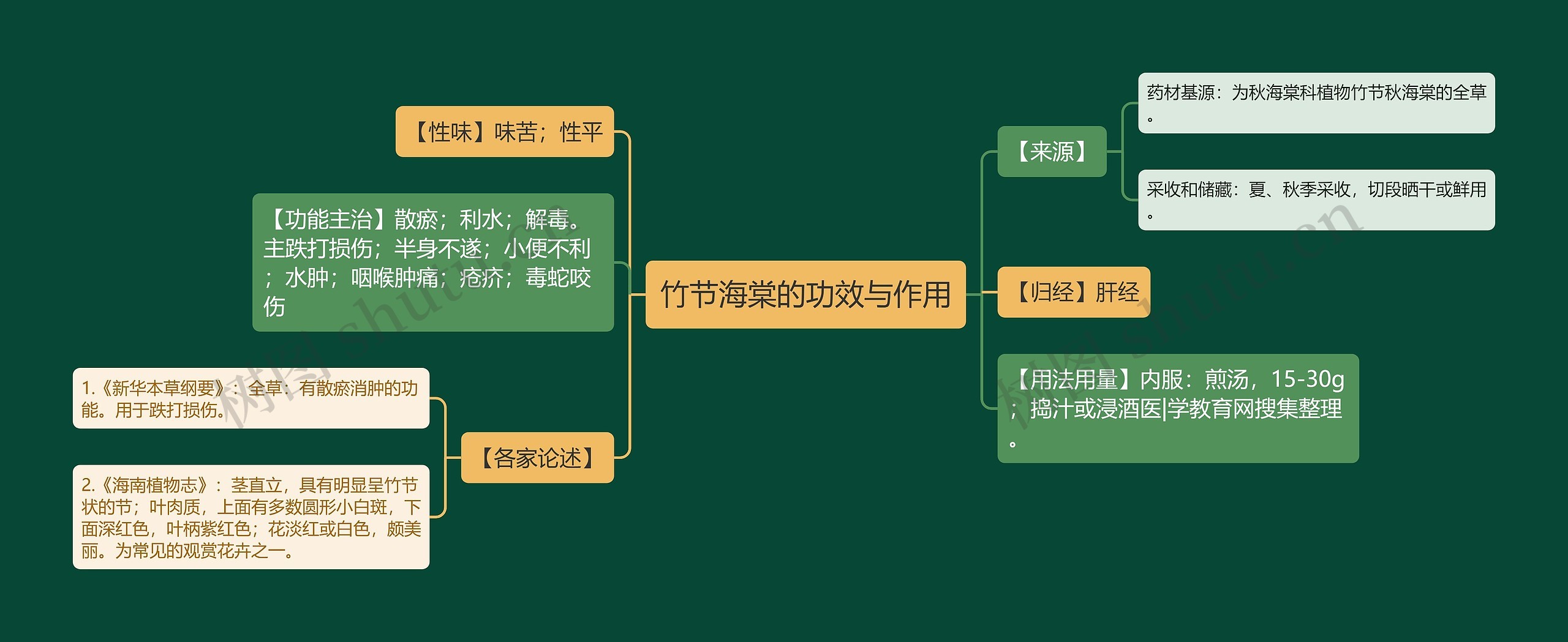 竹节海棠的功效与作用思维导图