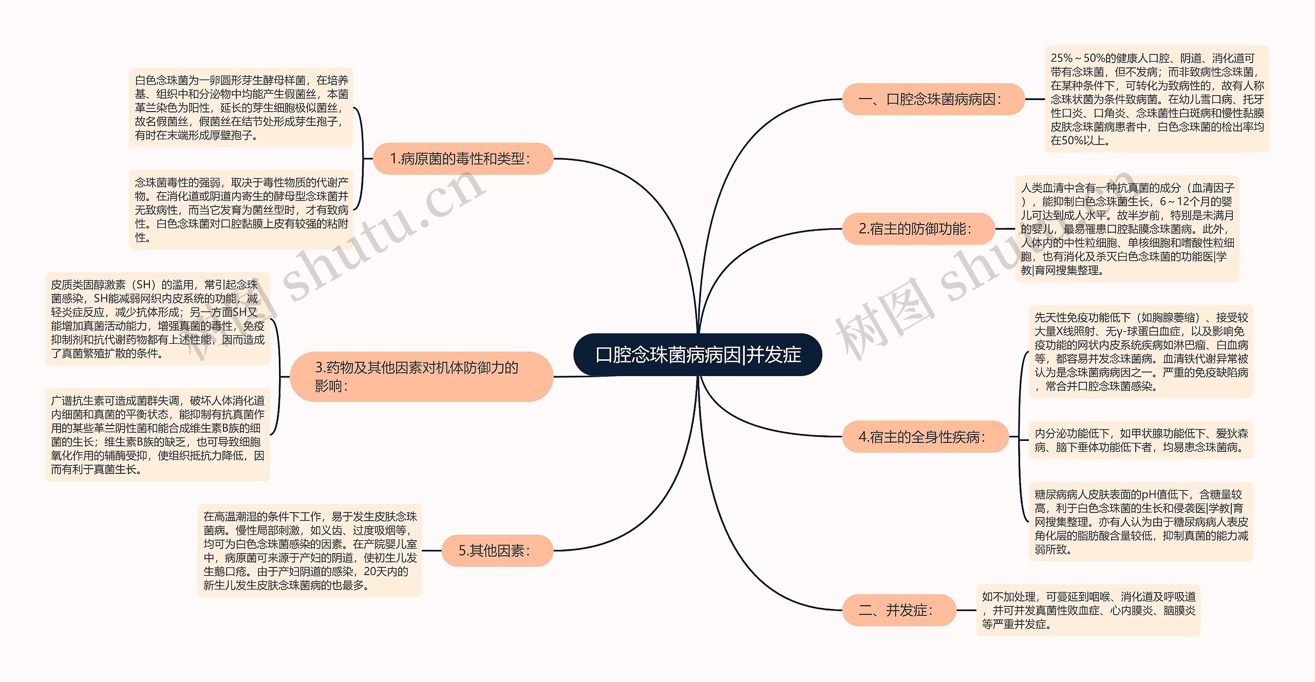 口腔念珠菌病病因|并发症思维导图