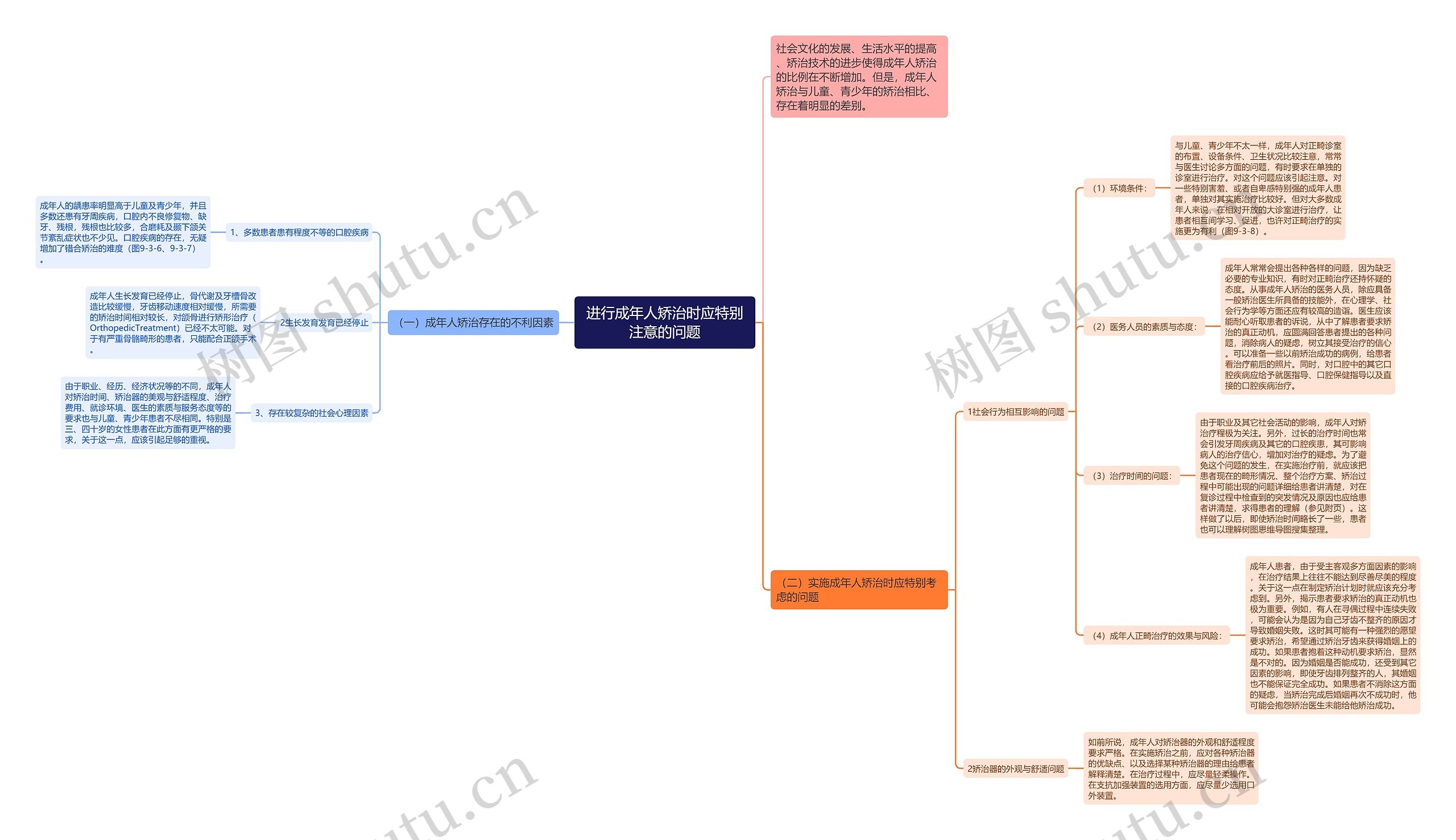 进行成年人矫治时应特别注意的问题思维导图