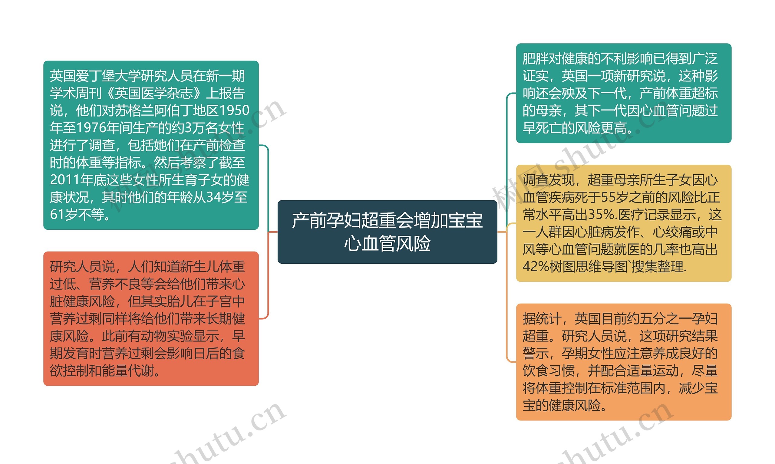 产前孕妇超重会增加宝宝心血管风险思维导图