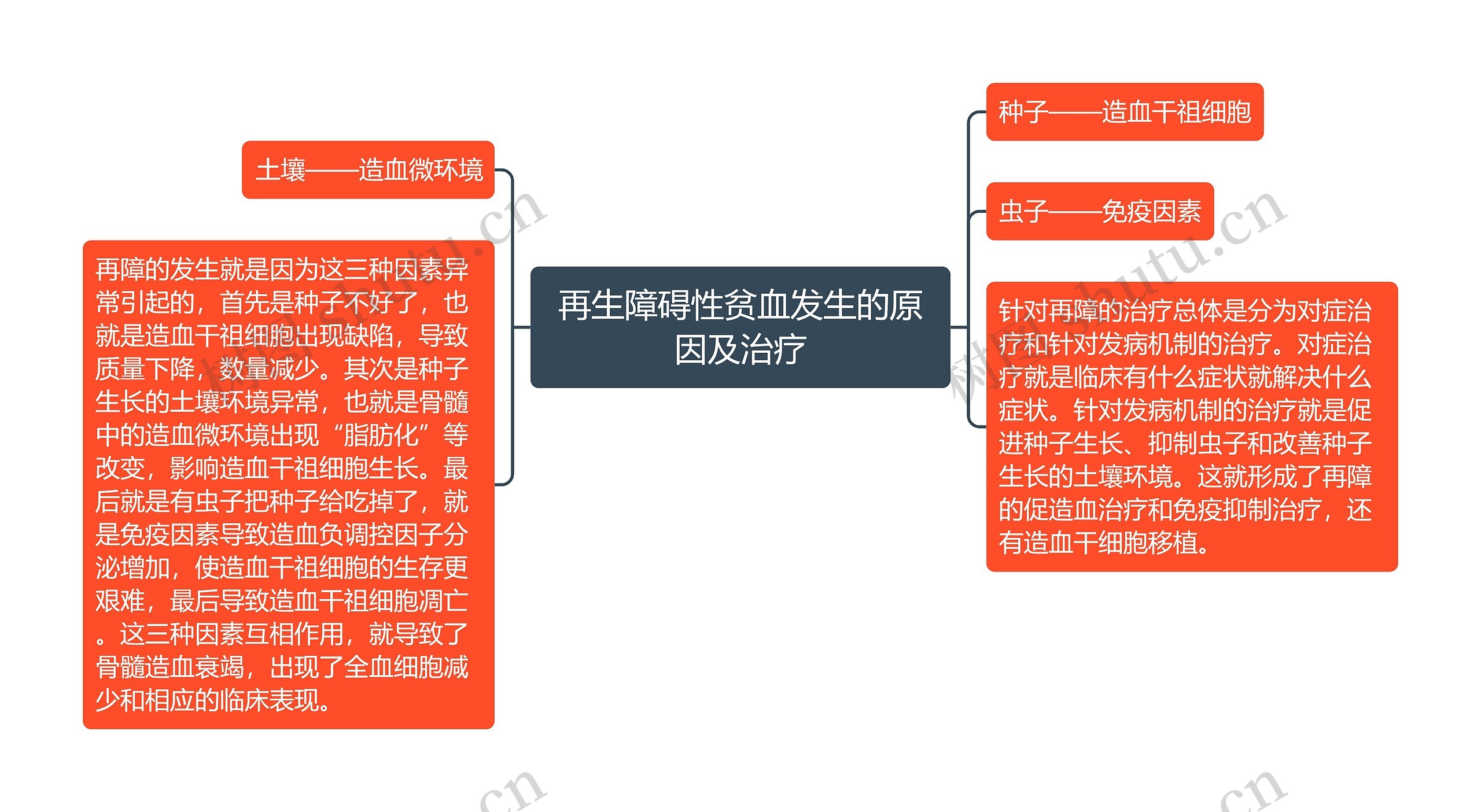 再生障碍性贫血发生的原因及治疗思维导图