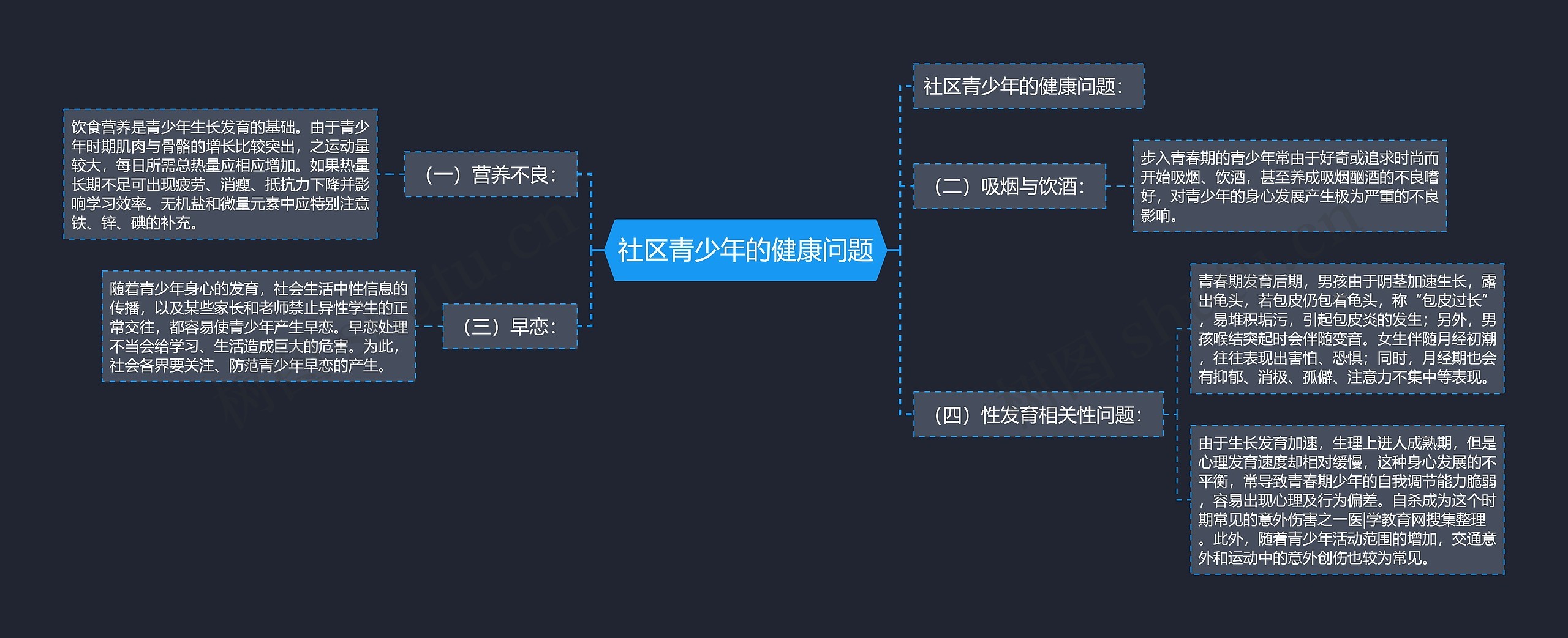 社区青少年的健康问题思维导图