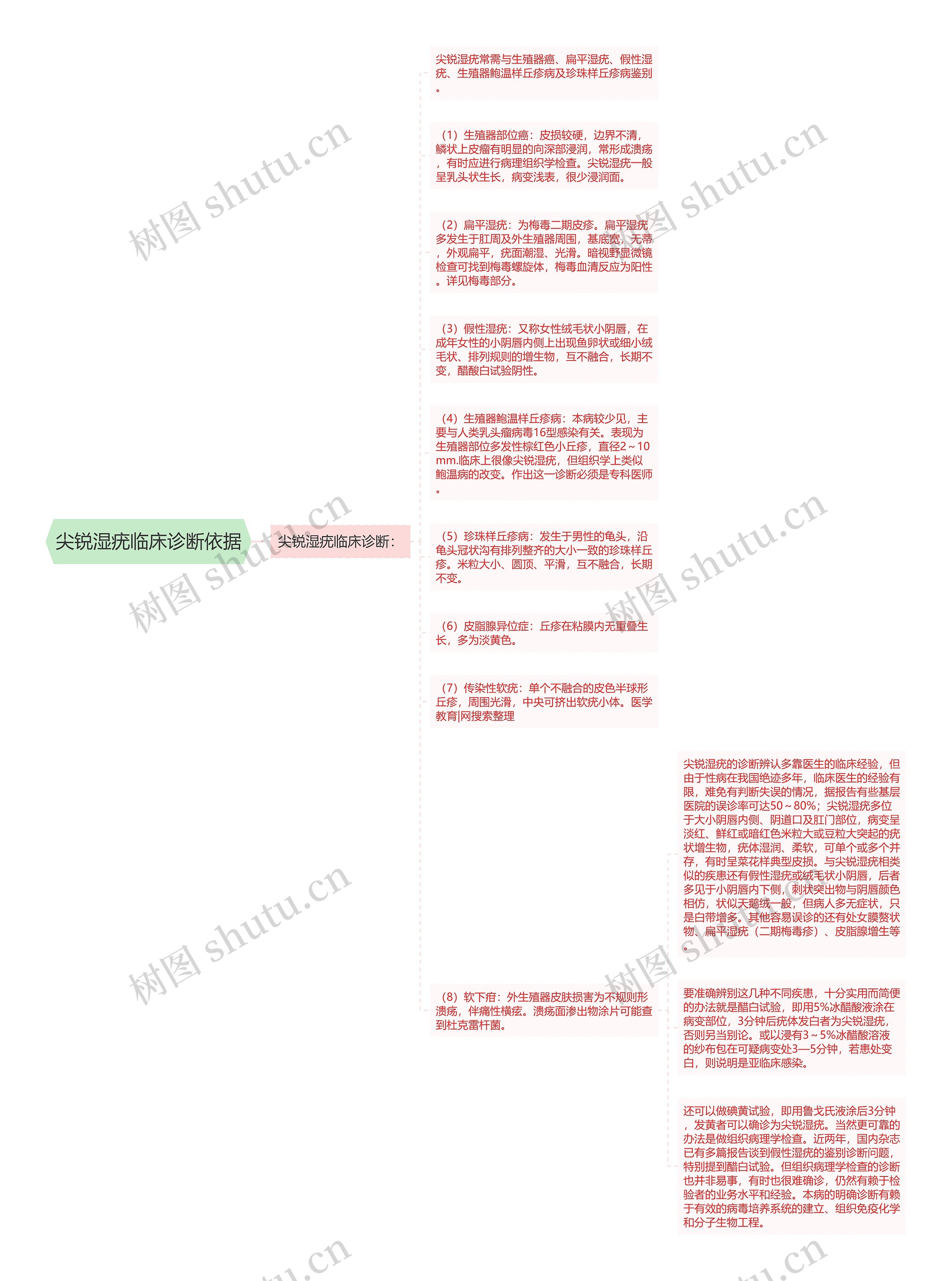 尖锐湿疣临床诊断依据思维导图