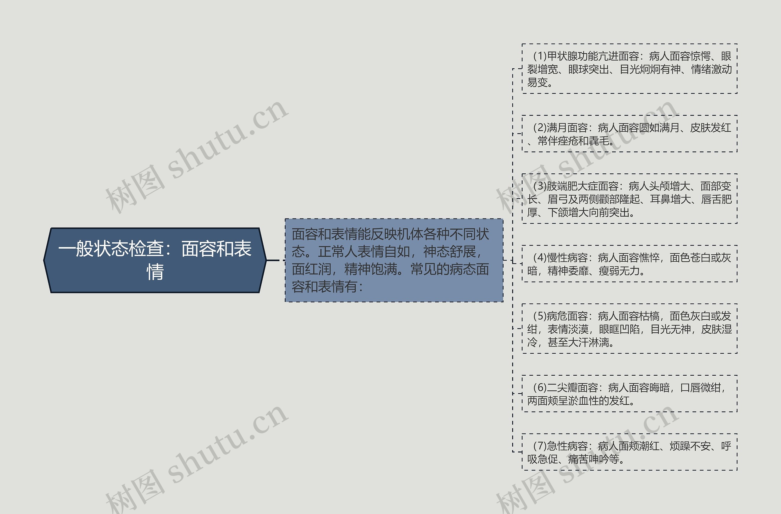 一般状态检查：面容和表情思维导图