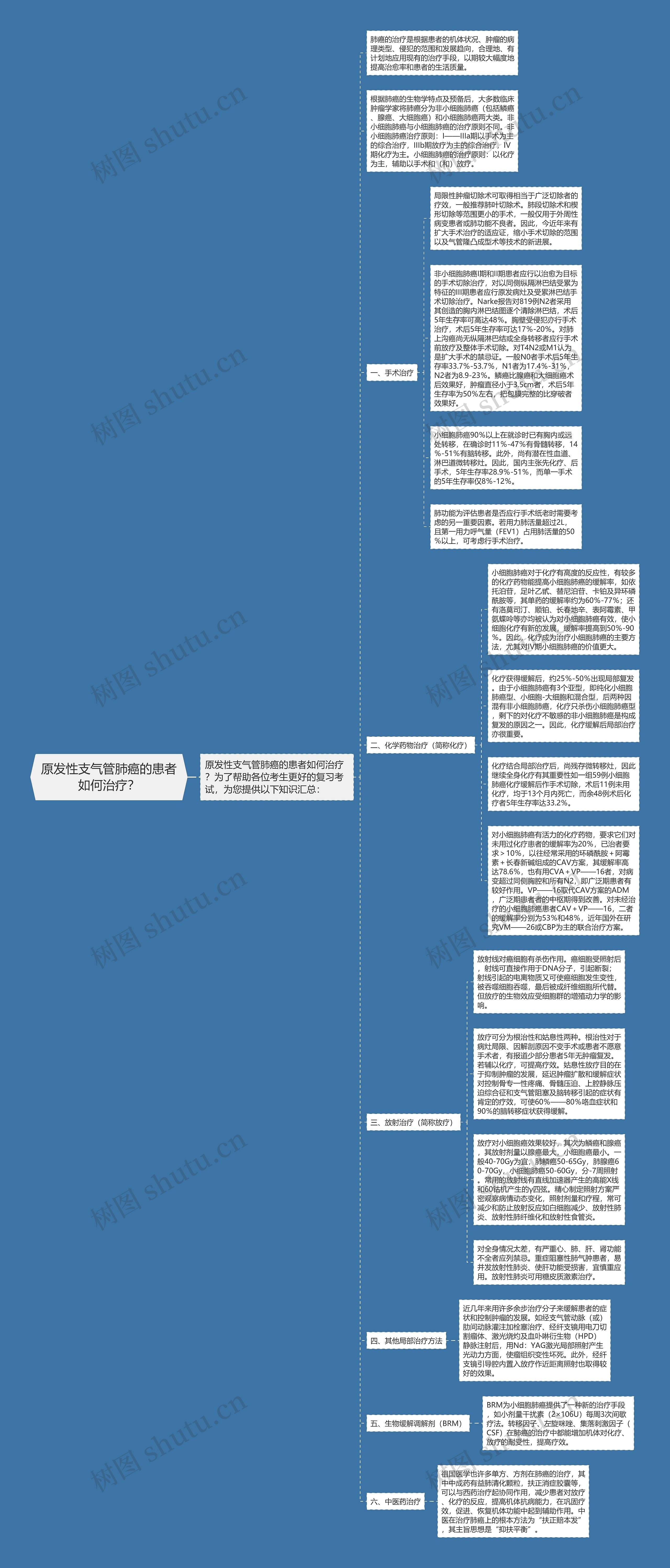 原发性支气管肺癌的患者如何治疗？思维导图