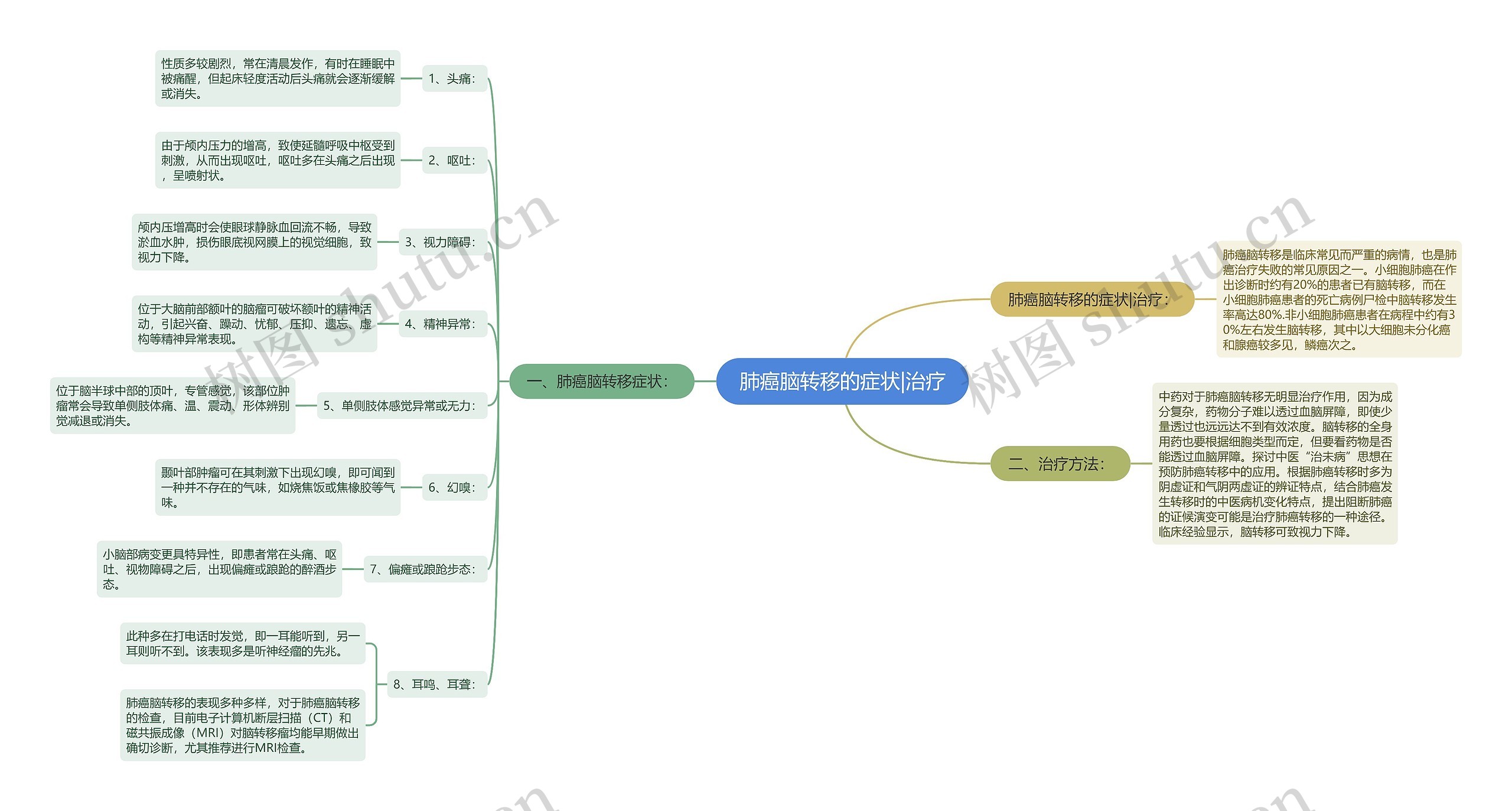 肺癌脑转移的症状|治疗思维导图