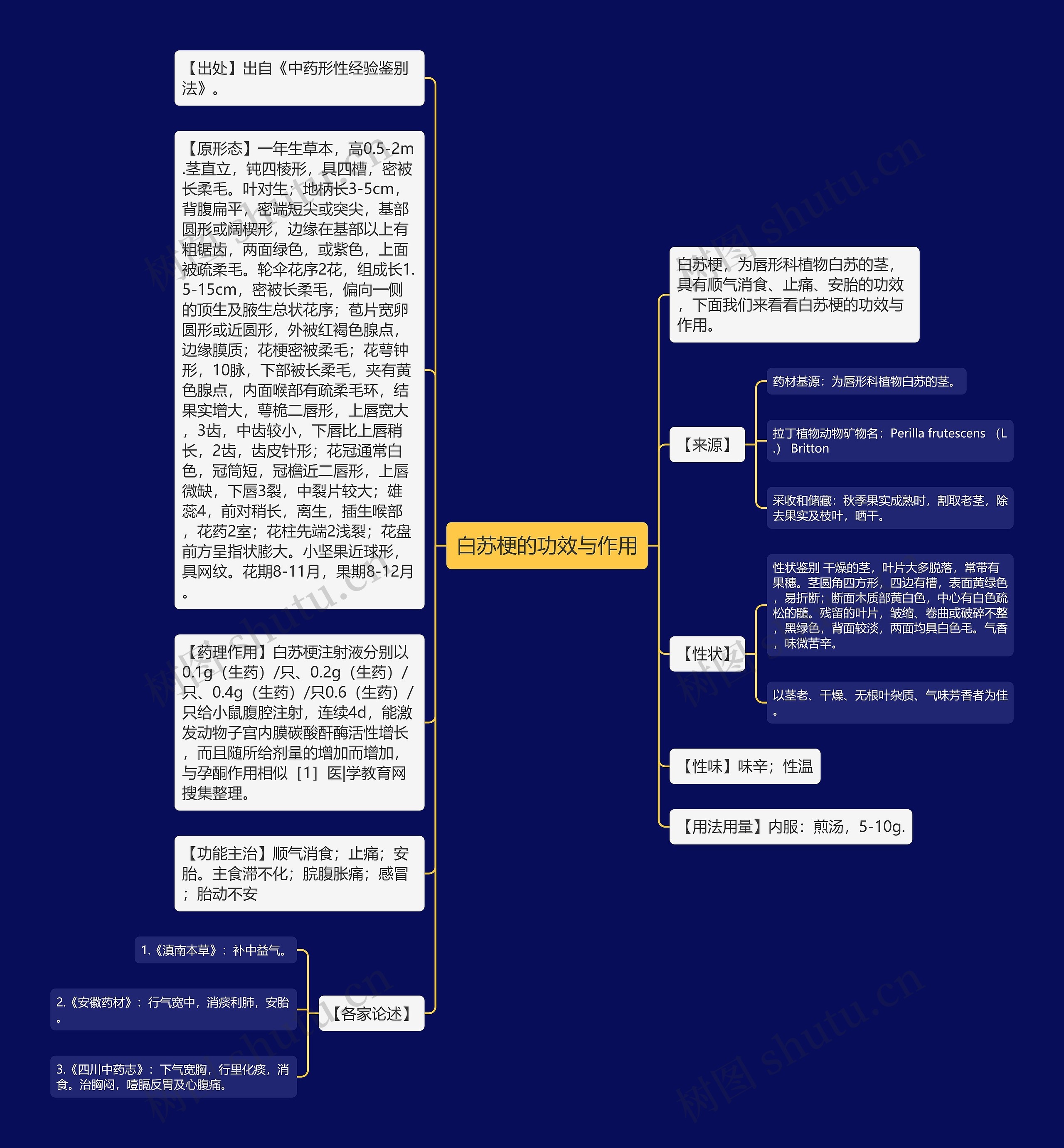 白苏梗的功效与作用思维导图